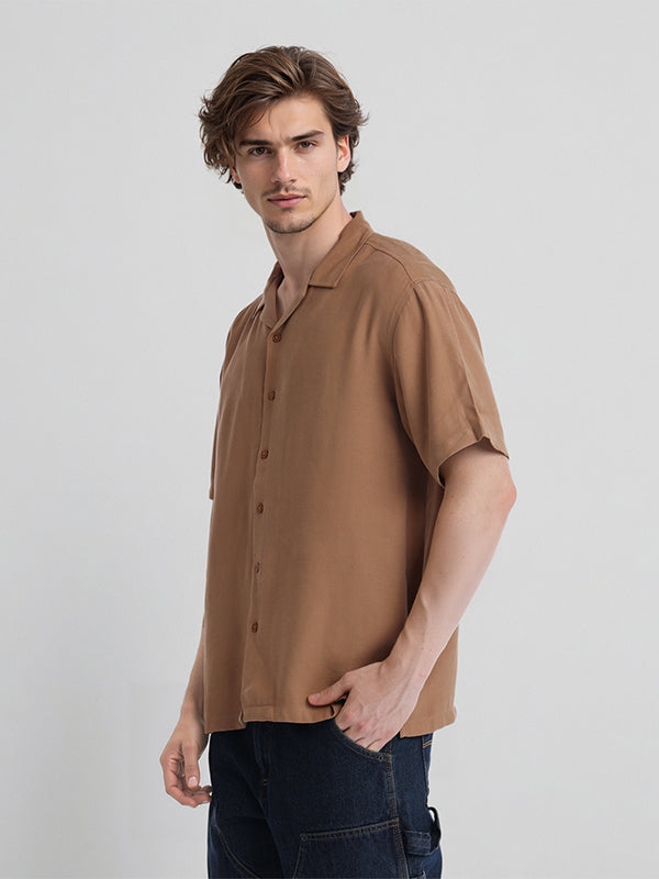 Highlander Men Rust Solid Relaxed Fit Casual Shirt - Rust - Image 4