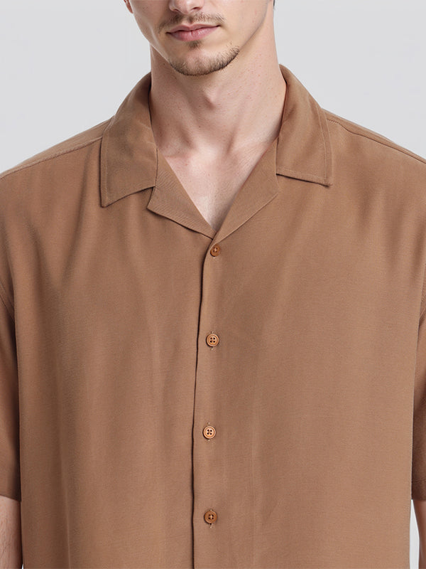 Highlander Men Rust Solid Relaxed Fit Casual Shirt - Rust - Image 5