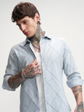 Highlander Men Blue Self Design Slim Fit Casual Shirt - Blue - Image 1