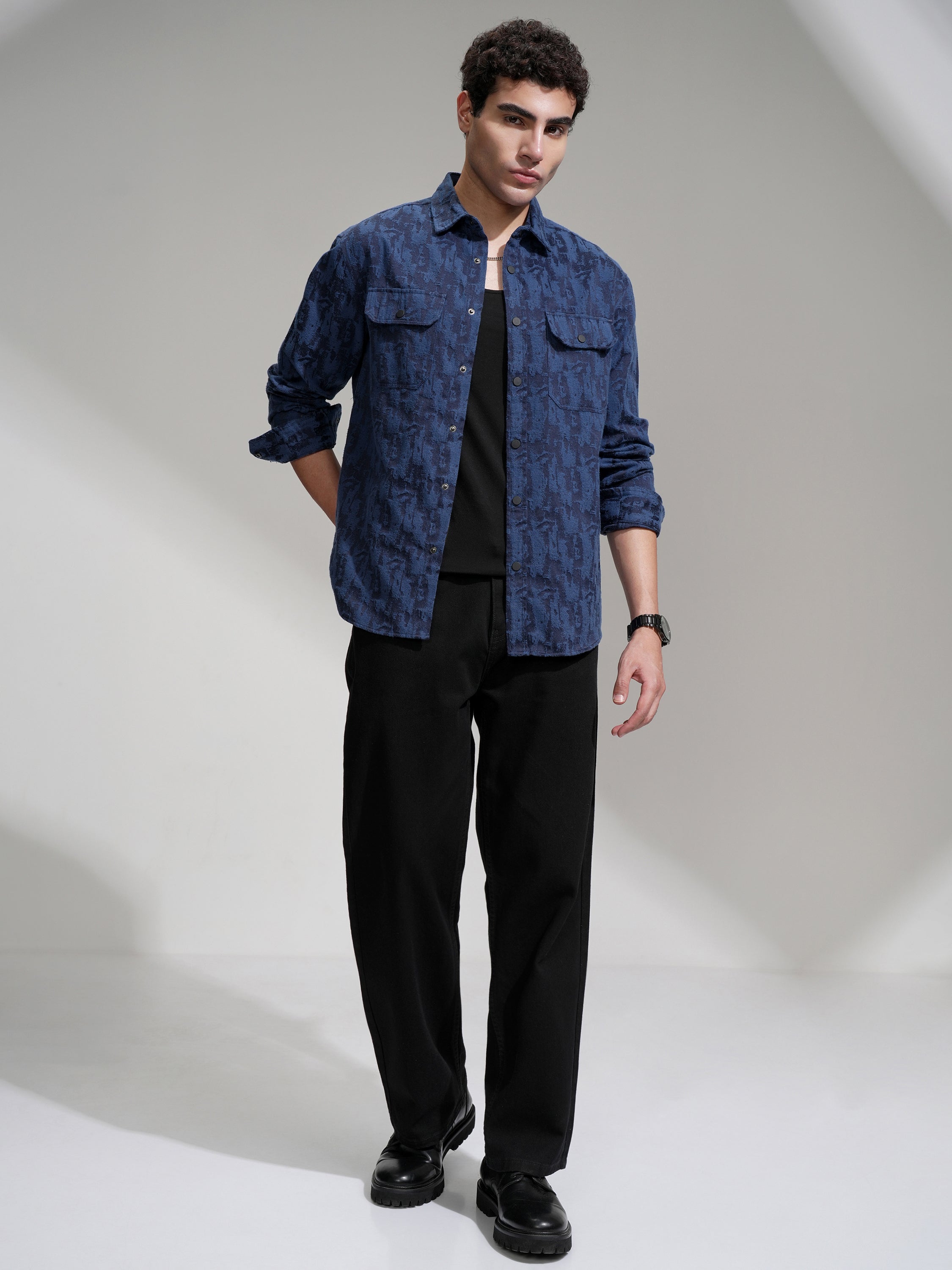 Highlander Men Blue Printed Relaxed Fit Casual Shirt - Blue - Image 2