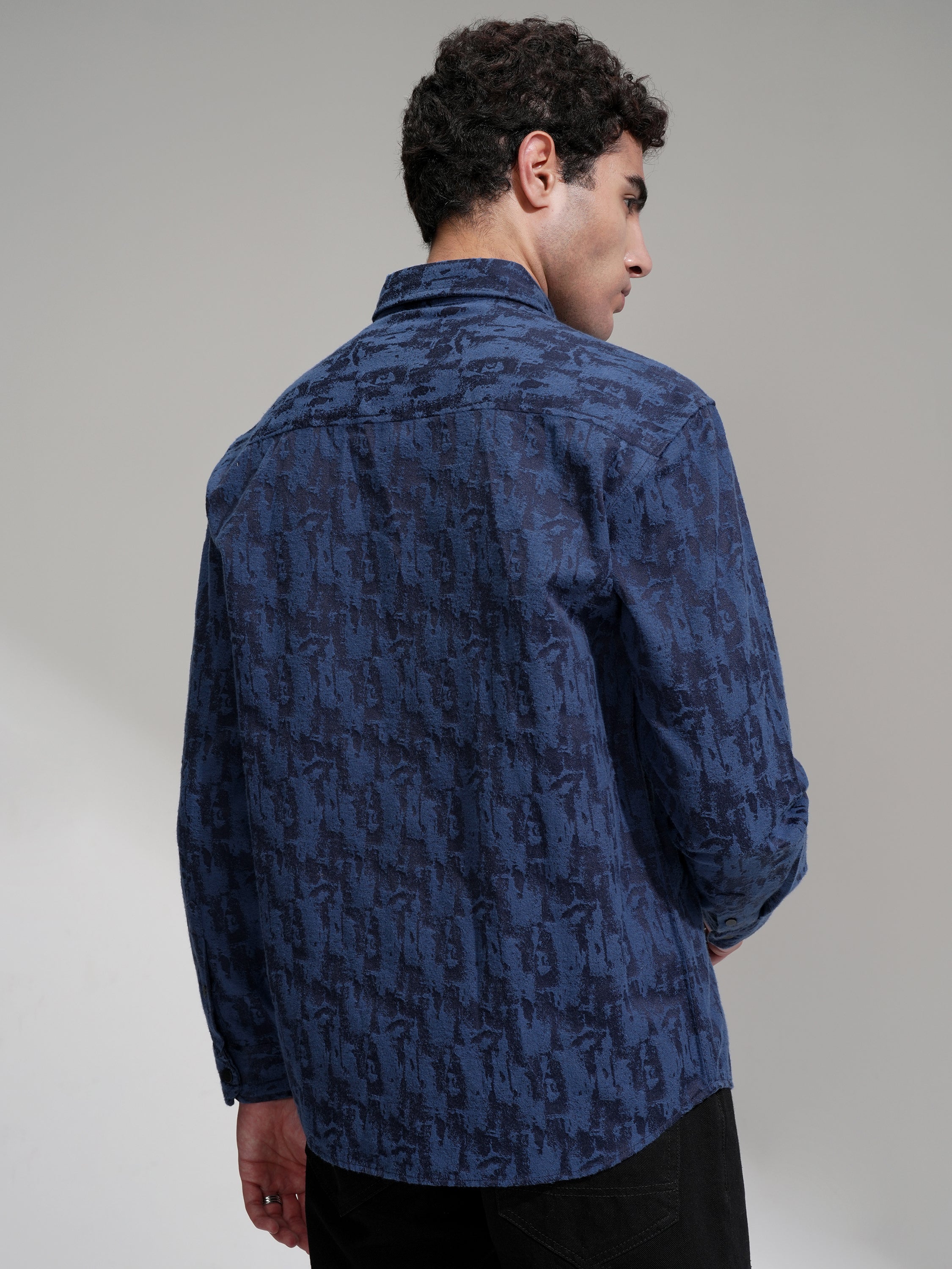 Highlander Men Blue Printed Relaxed Fit Casual Shirt - Blue - Image 3