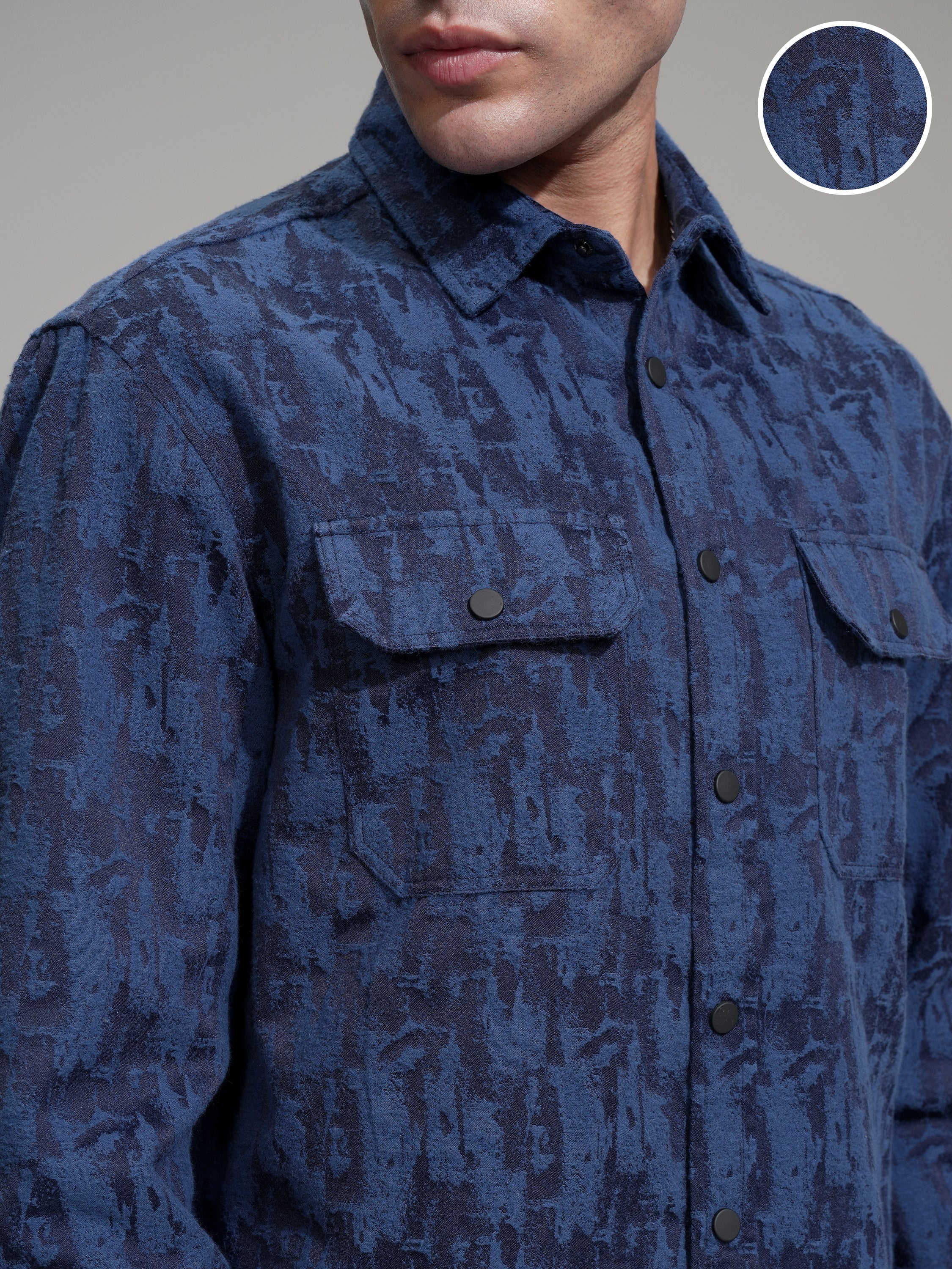Highlander Men Blue Printed Relaxed Fit Casual Shirt - Blue - Image 5