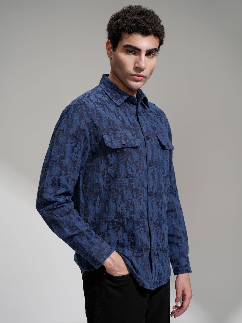 Highlander Men Blue Printed Relaxed Fit Casual Shirt - Blue - Image 6