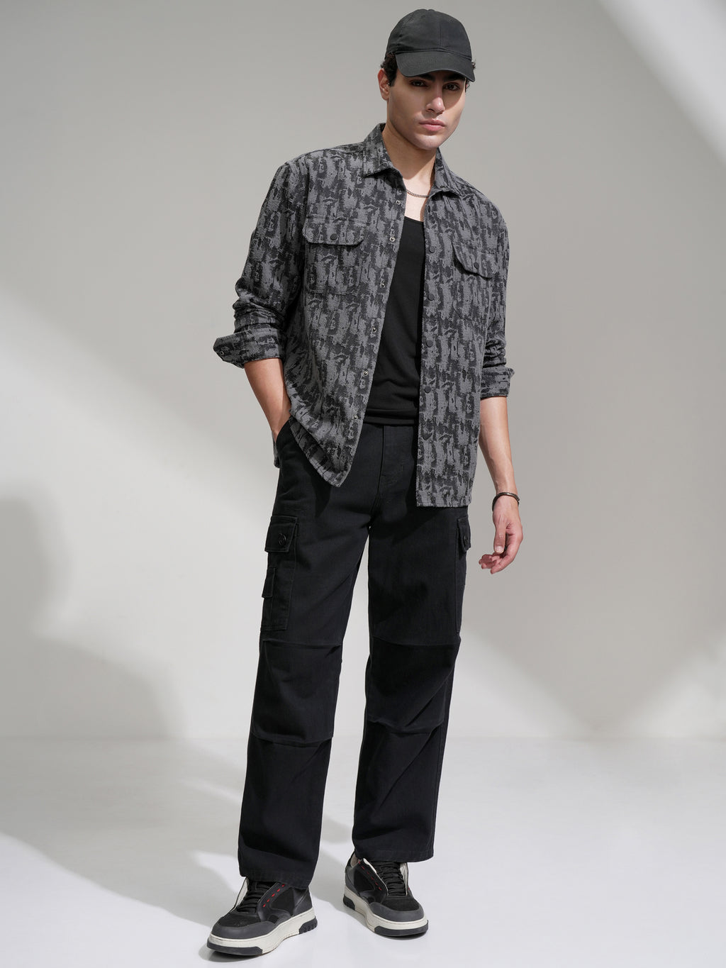 Highlander Men Grey Printed Relaxed Fit Casual Shirt - Grey - Image 2