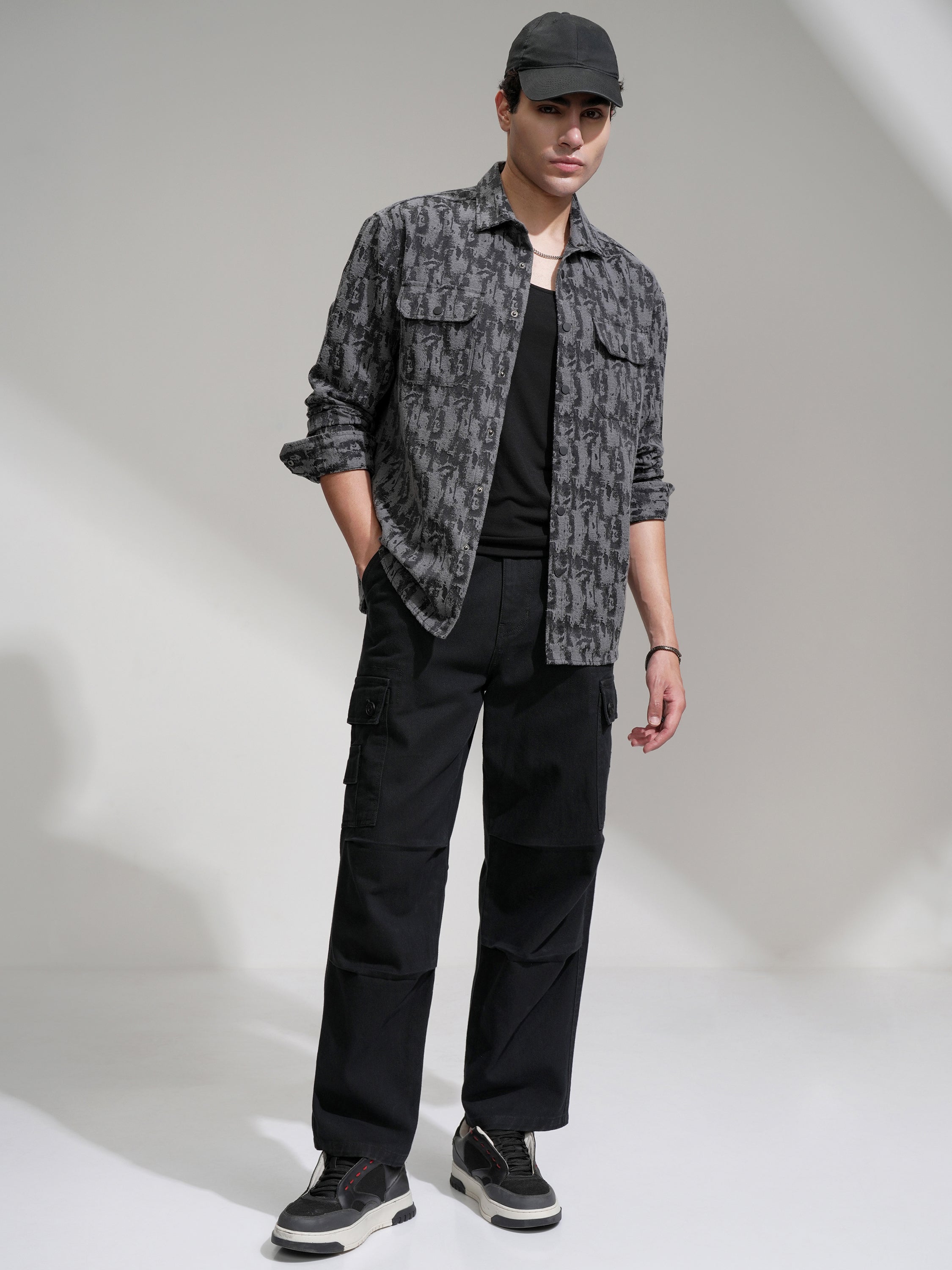 Highlander Men Grey Printed Relaxed Fit Casual Shirt - Grey - Image 2