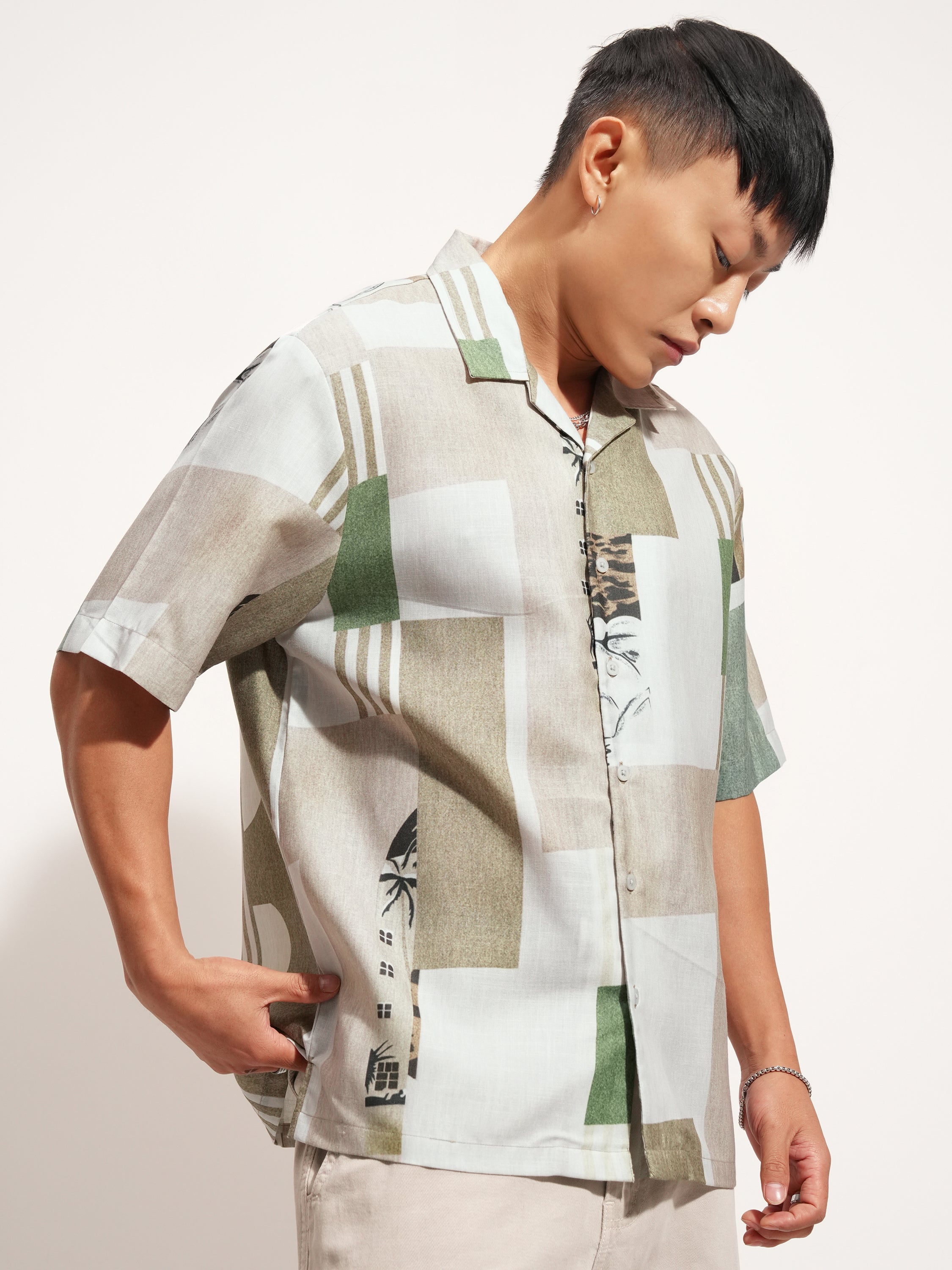 Highlander Men Green Printed Boxy Fit Casual Shirt - Green - Image 6