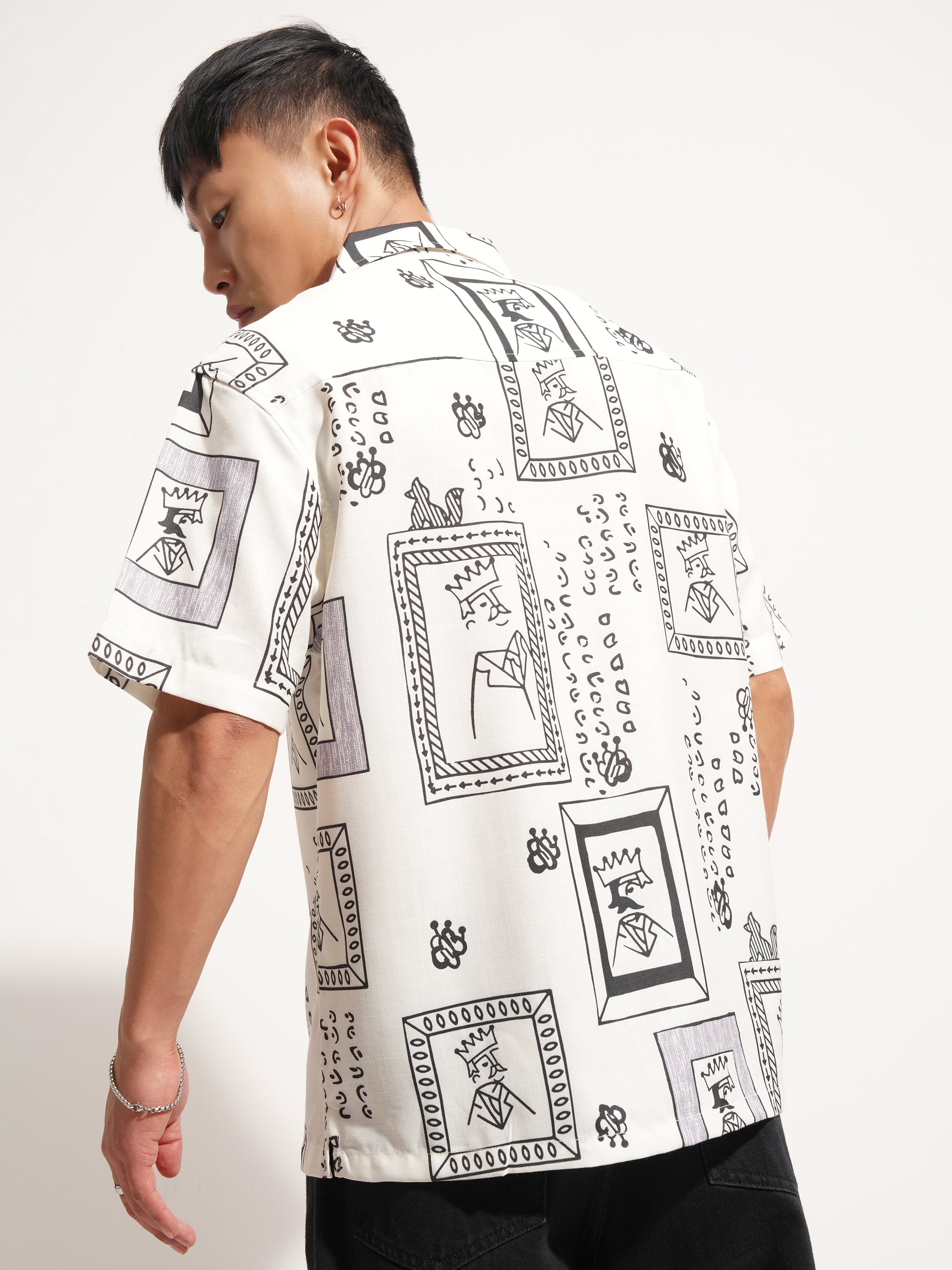 Highlander Men Off White Printed Relaxed Fit Casual Shirt - Off White - Image 1