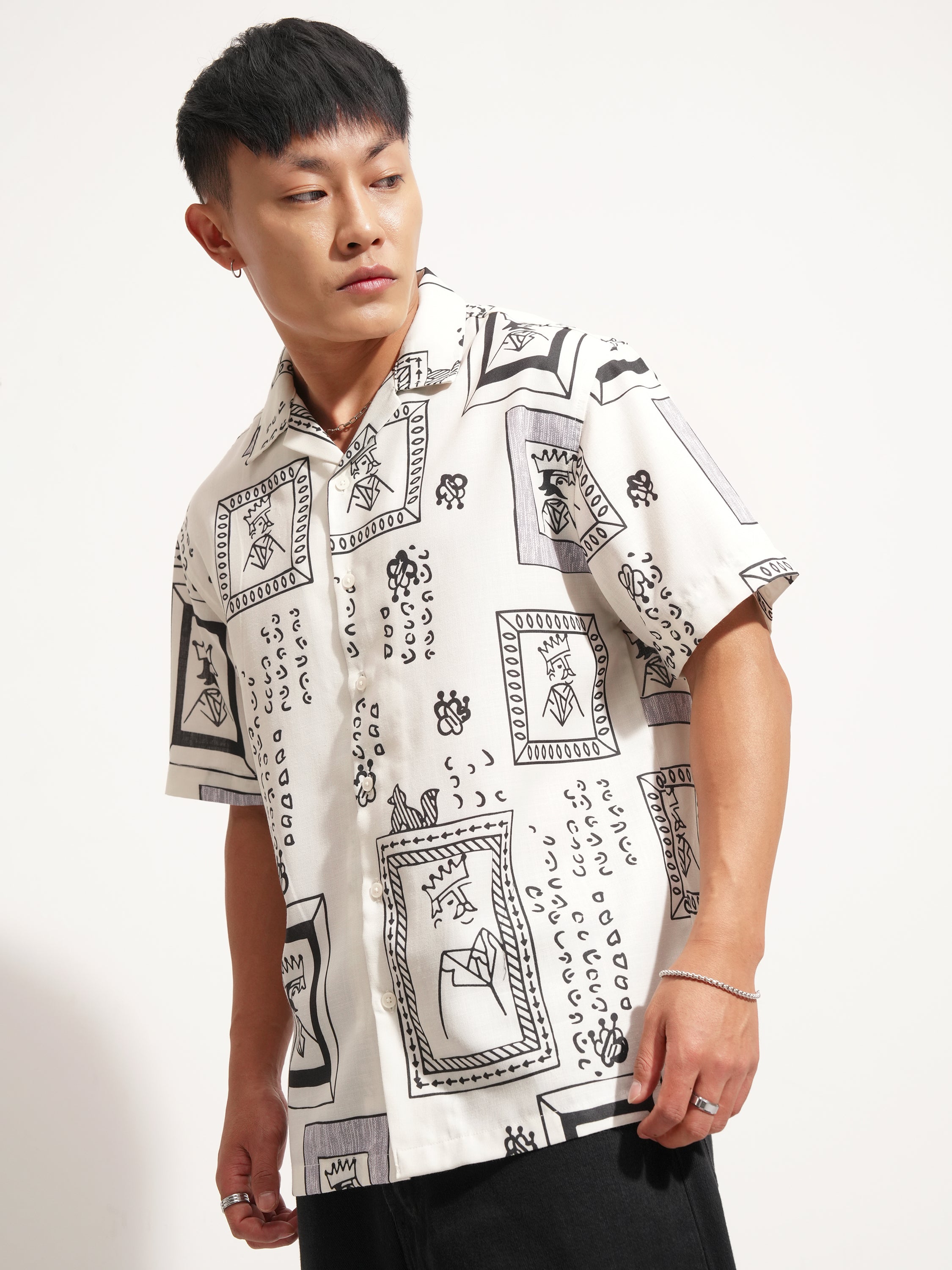 Highlander Men Off White Printed Relaxed Fit Casual Shirt - Off White - Image 4