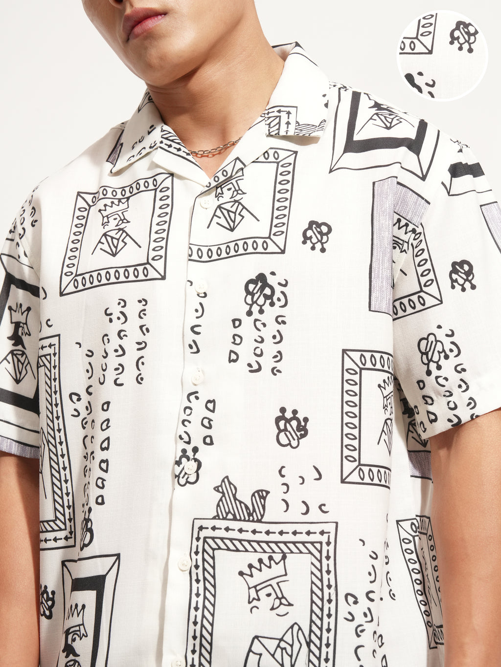 Highlander Men Off White Printed Relaxed Fit Casual Shirt - Off White - Image 5