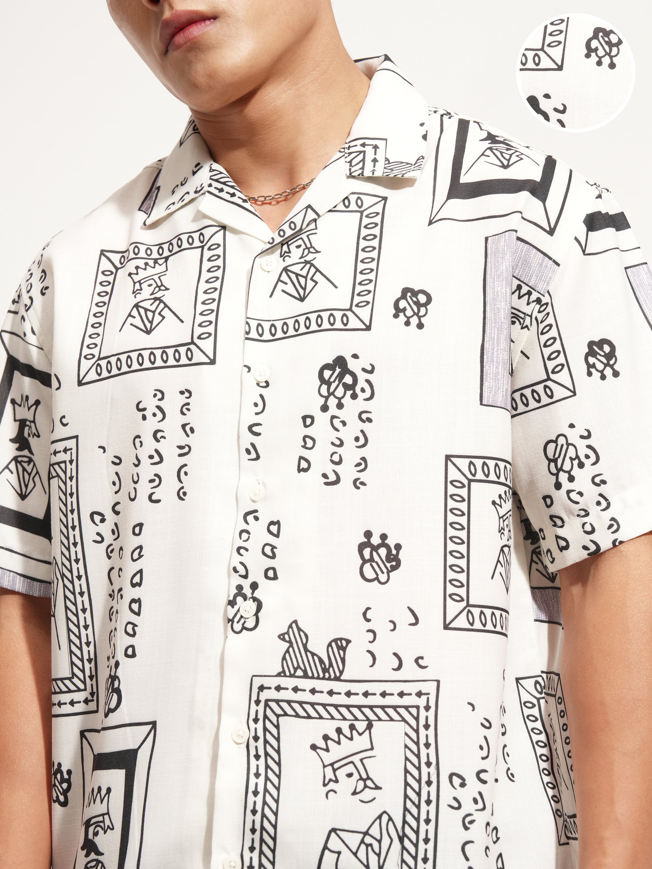 Highlander Men Off White Printed Relaxed Fit Casual Shirt - Off White - Image 5