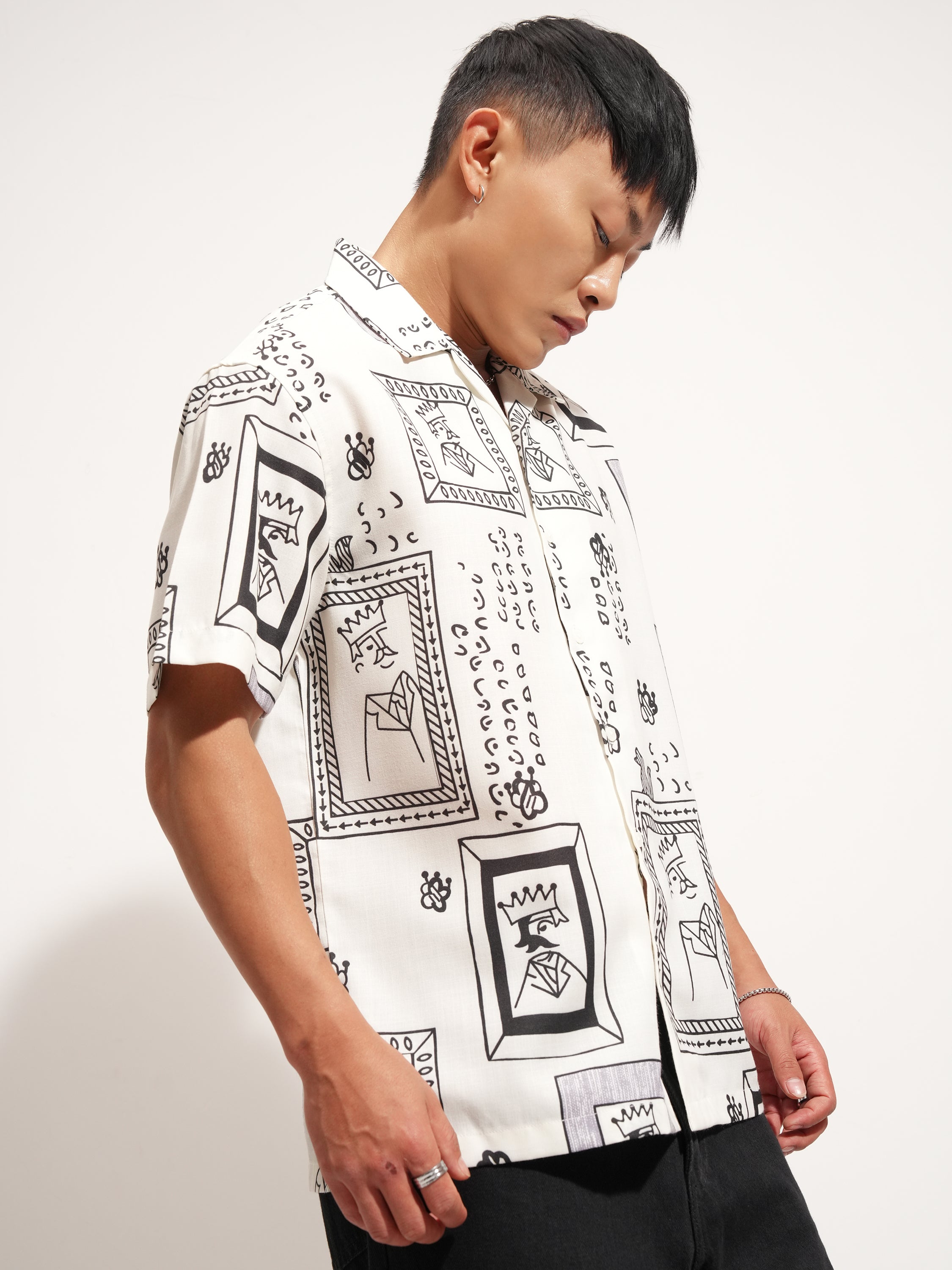Highlander Men Off White Printed Relaxed Fit Casual Shirt - Off White - Image 6