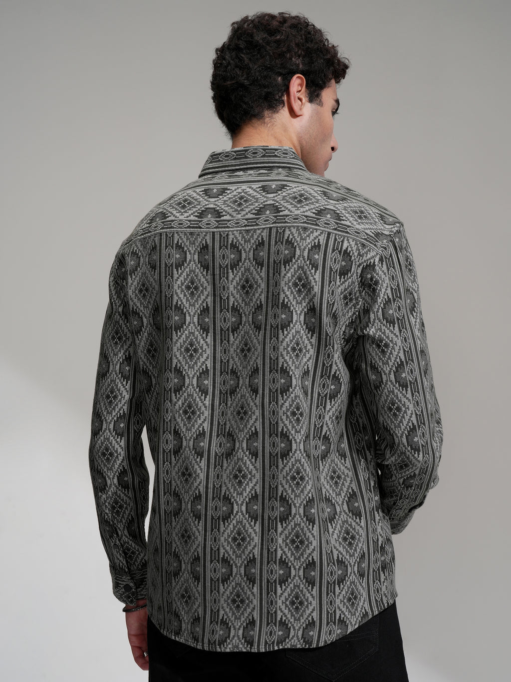 Highlander Men Charcoal Printed Relaxed Fit Casual Shirt - Charcoal - Image 3