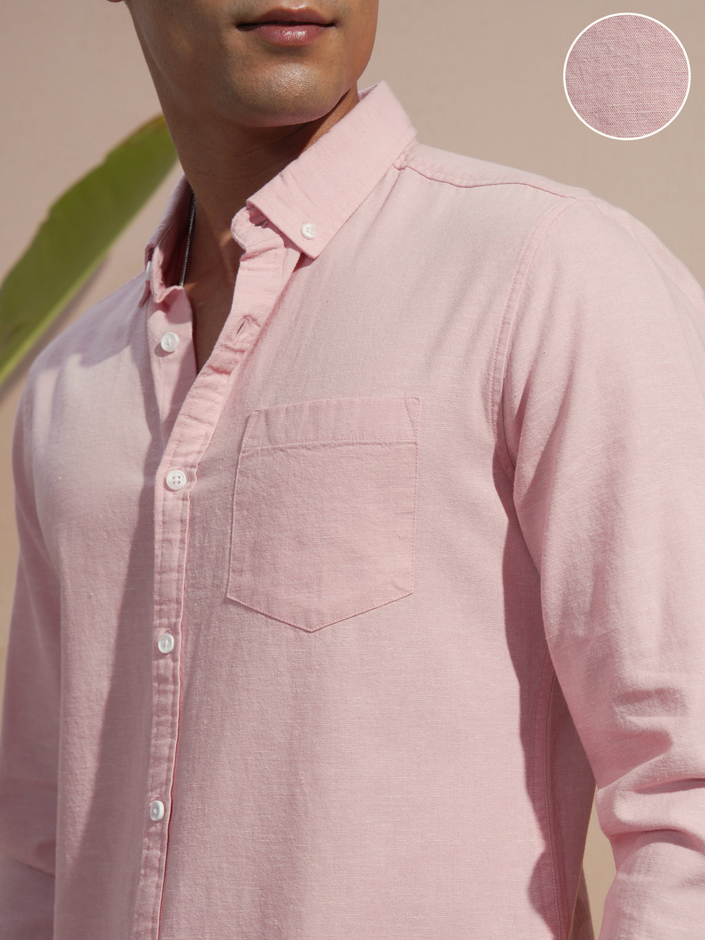 Highlander Men Pink Solid Slim Fit Casual Shirt - Pink - Image 5