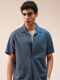 Highlander Men Blue Self Design Relaxed Fit Casual Shirt - Blue - Image 1