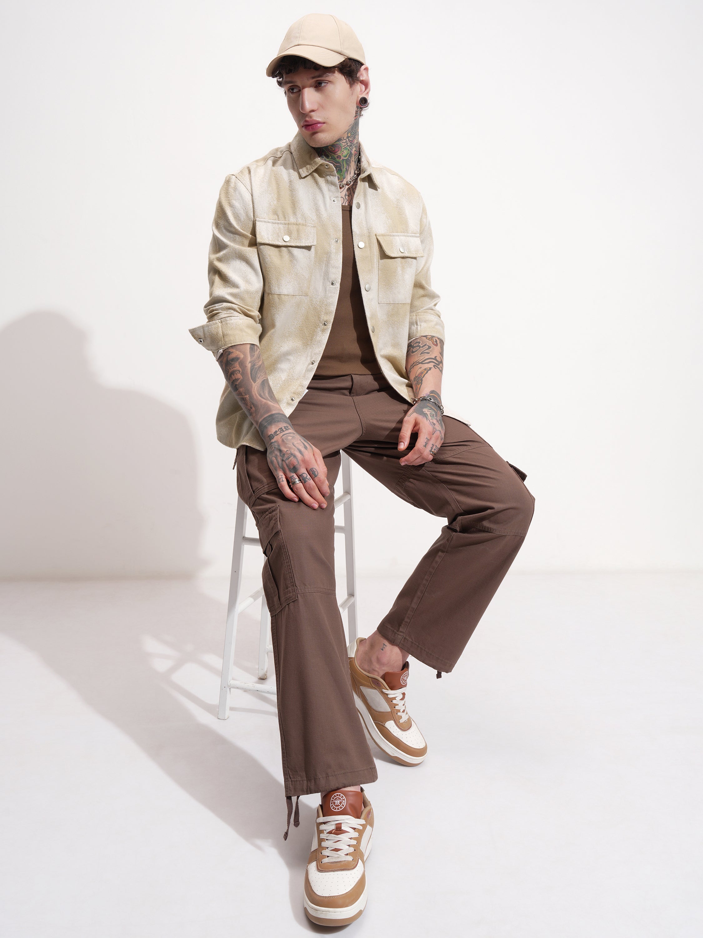 Highlander Men Beige Printed Relaxed Fit Casual Shirt - Beige - Image 2