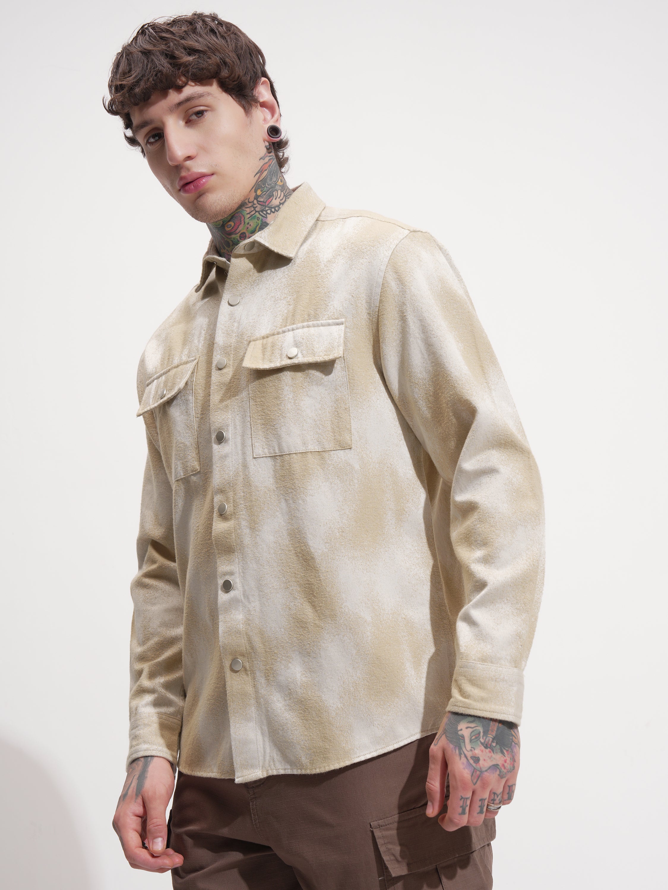 Highlander Men Beige Printed Relaxed Fit Casual Shirt - Beige - Image 4