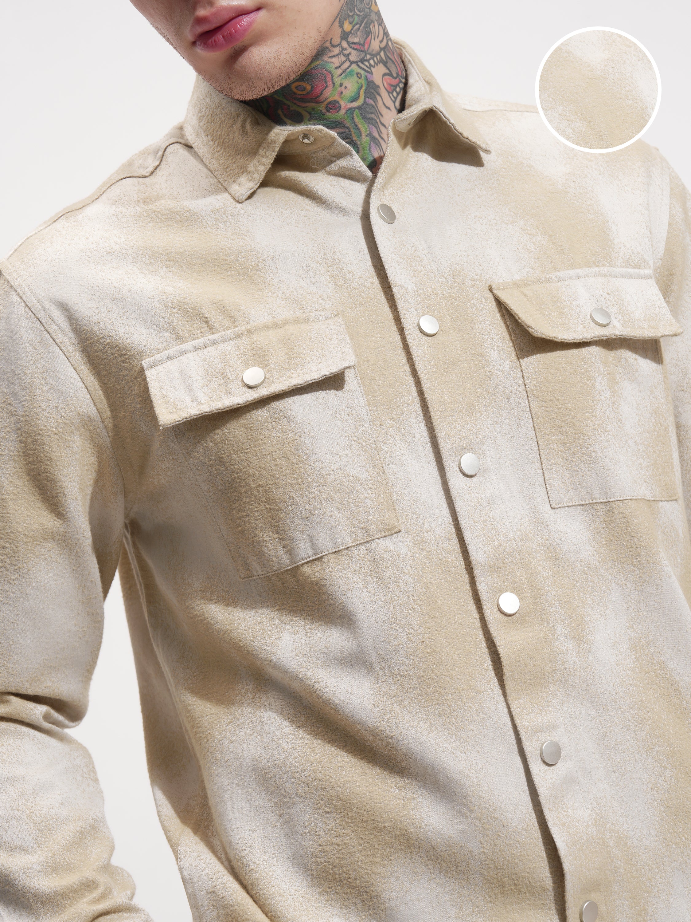 Highlander Men Beige Printed Relaxed Fit Casual Shirt - Beige - Image 5