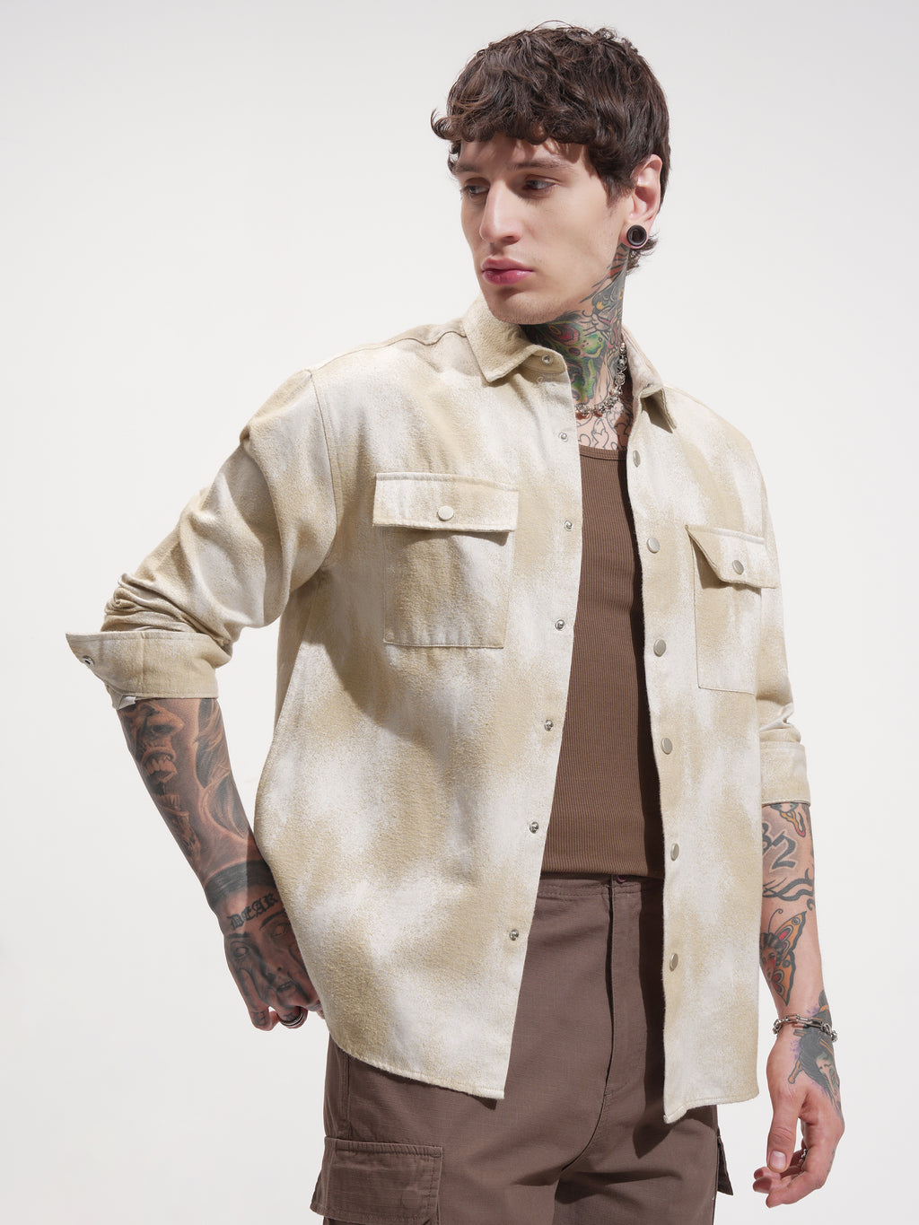 Highlander Men Beige Printed Relaxed Fit Casual Shirt - Beige - Image 6