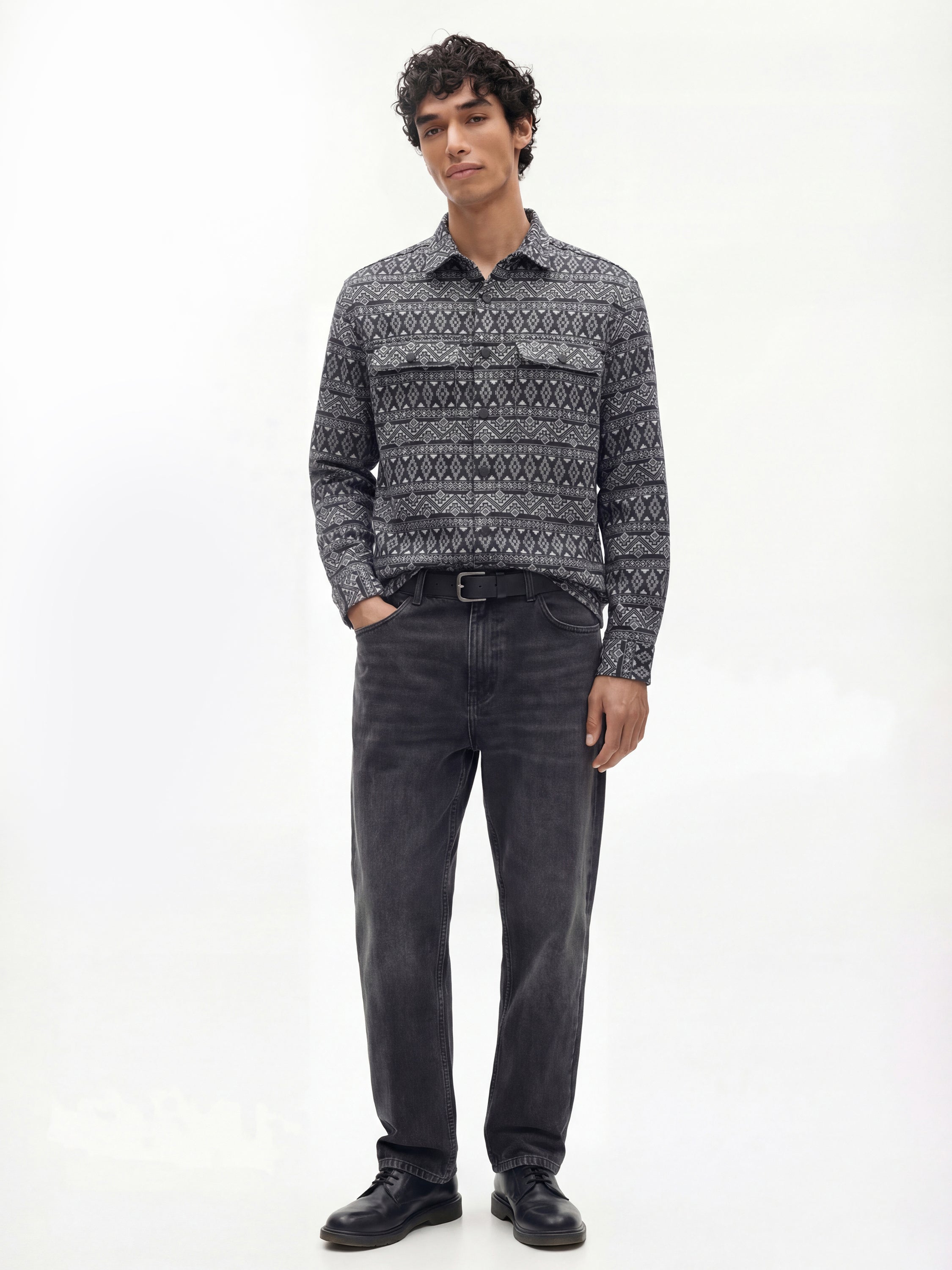Highlander Men Black Printed Relaxed Fit Casual Shirt - Black - Image 2
