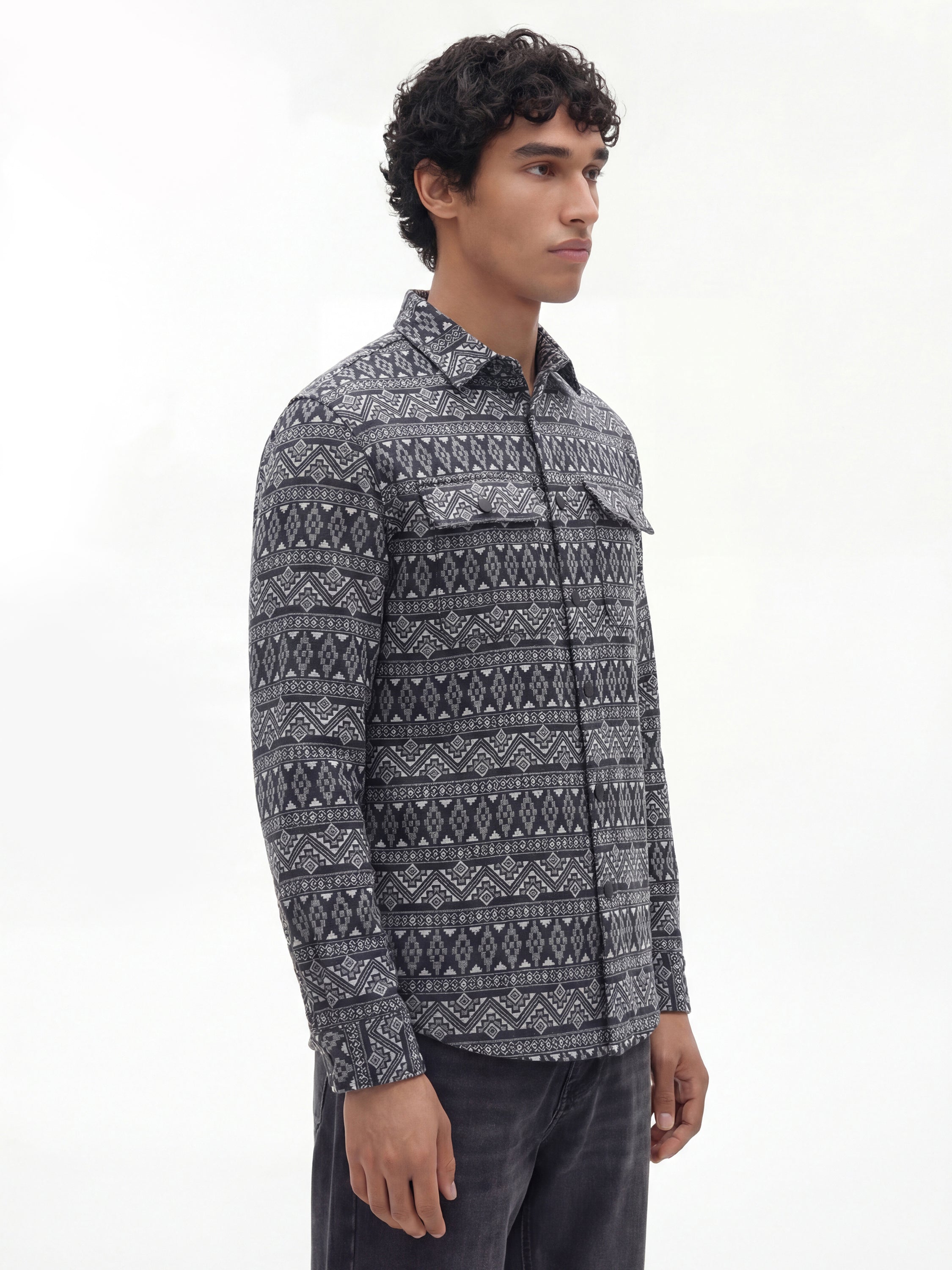 Highlander Men Black Printed Relaxed Fit Casual Shirt - Black - Image 5