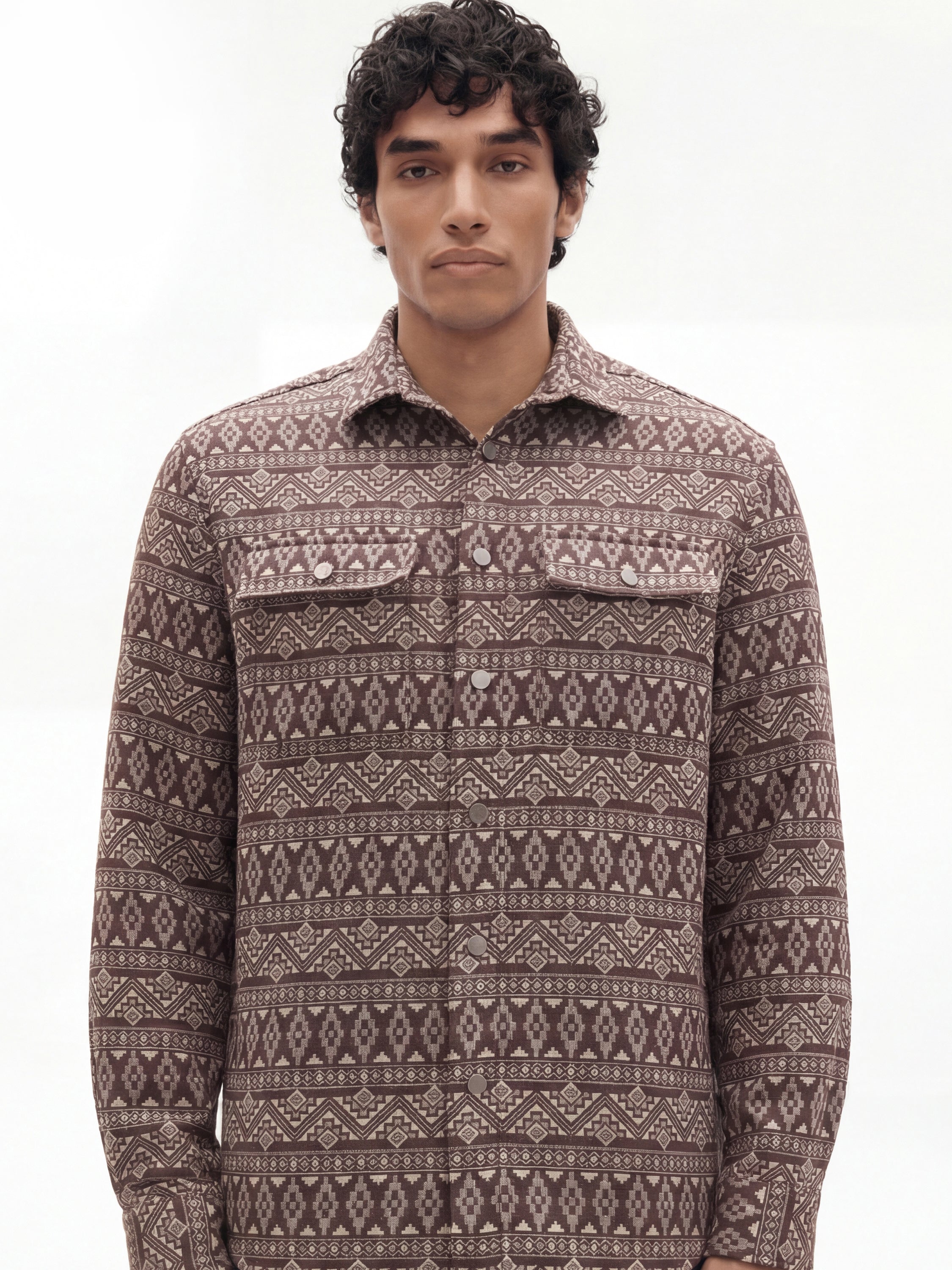 Highlander Men Brown Printed Relaxed Fit Casual Shirt - Brown - Image 1