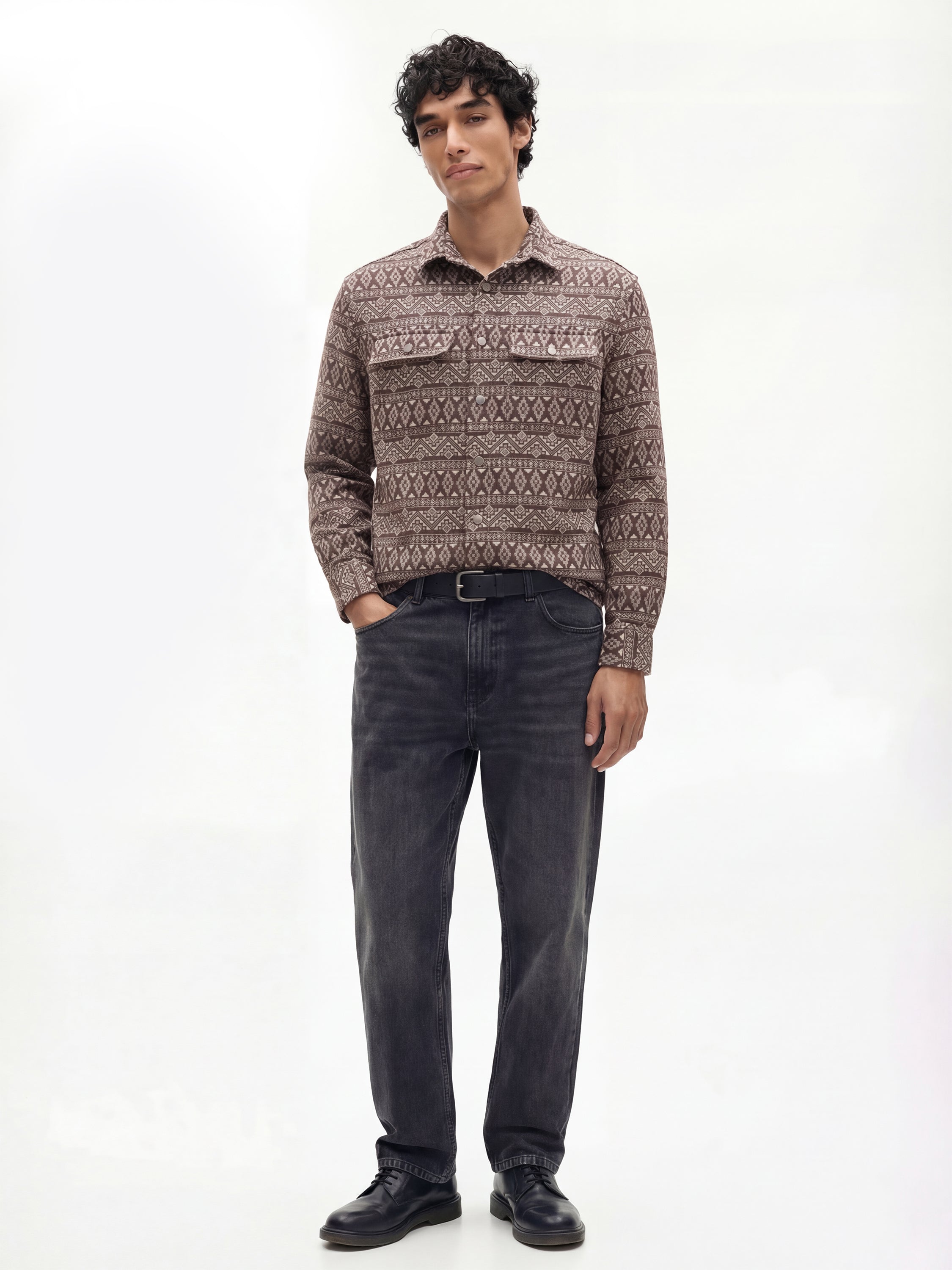 Highlander Men Brown Printed Relaxed Fit Casual Shirt - Brown - Image 2