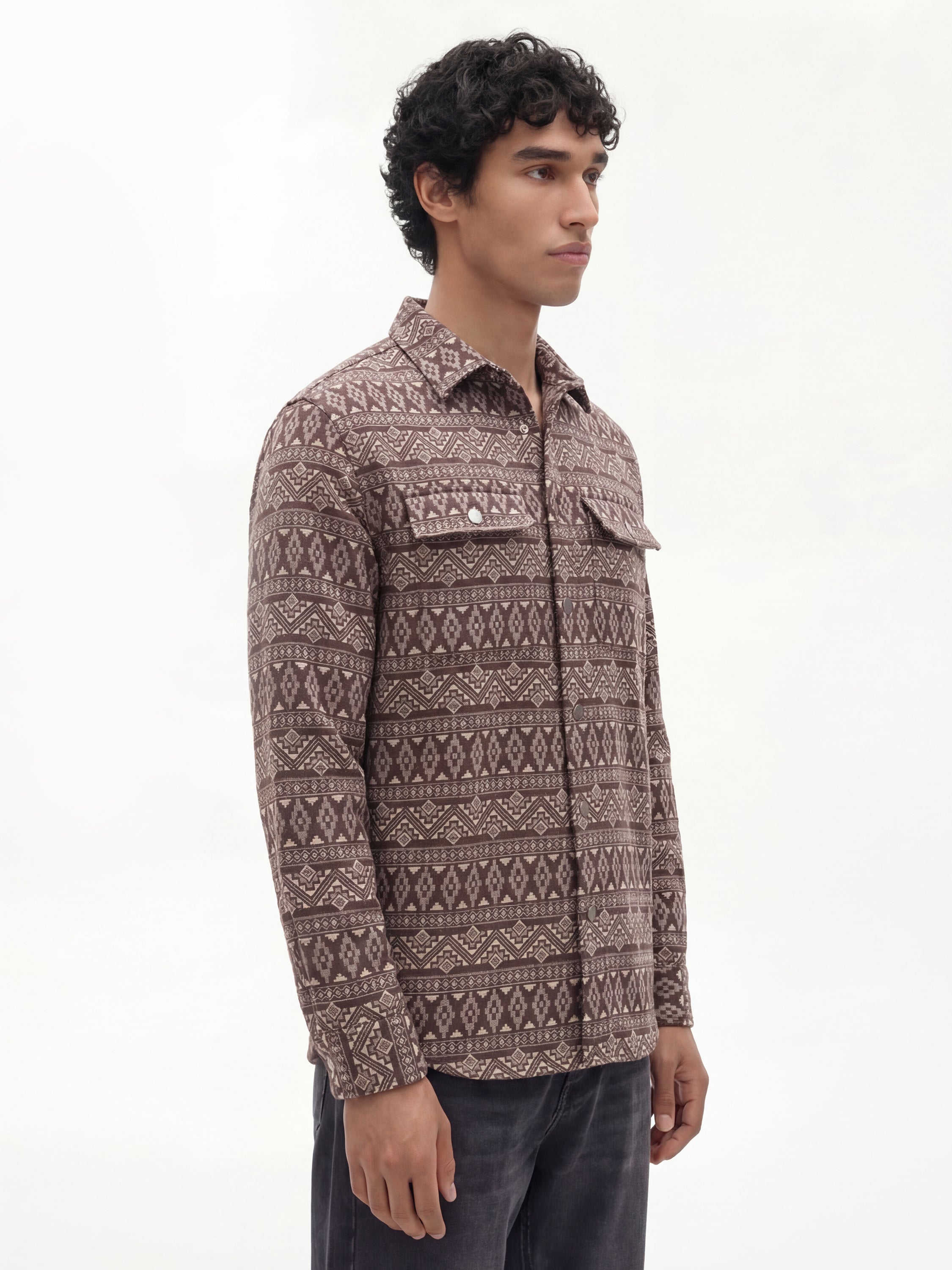 Highlander Men Brown Printed Relaxed Fit Casual Shirt - Brown - Image 4