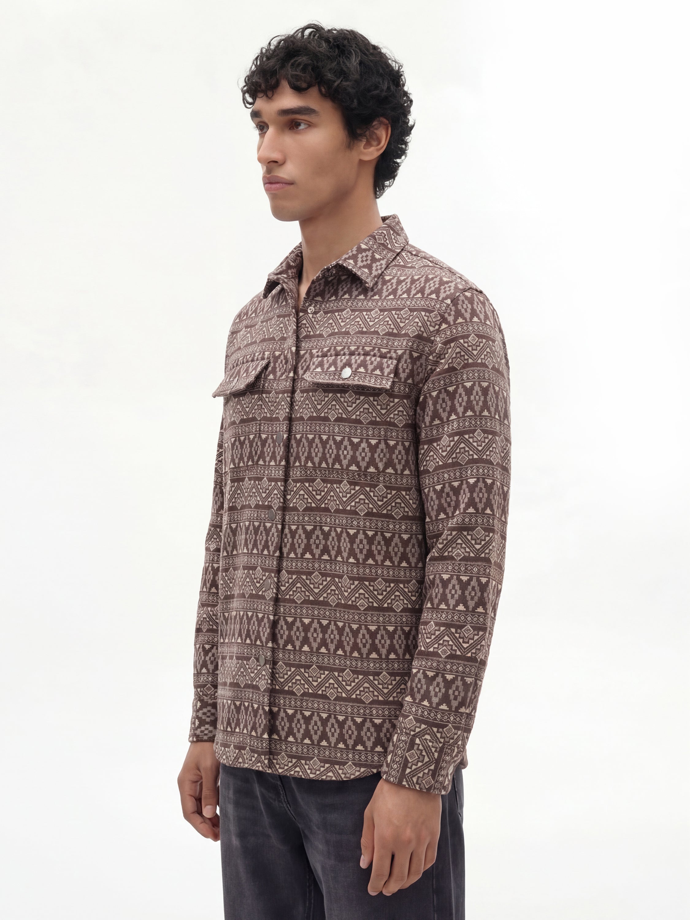 Highlander Men Brown Printed Relaxed Fit Casual Shirt - Brown - Image 5