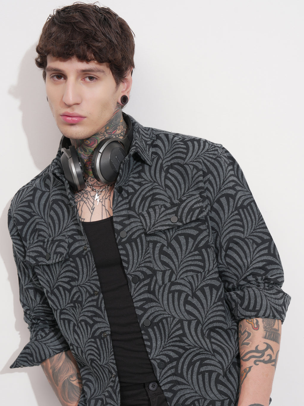 Highlander Men Grey Printed Relaxed Fit Casual Shirt - Grey - Image 1