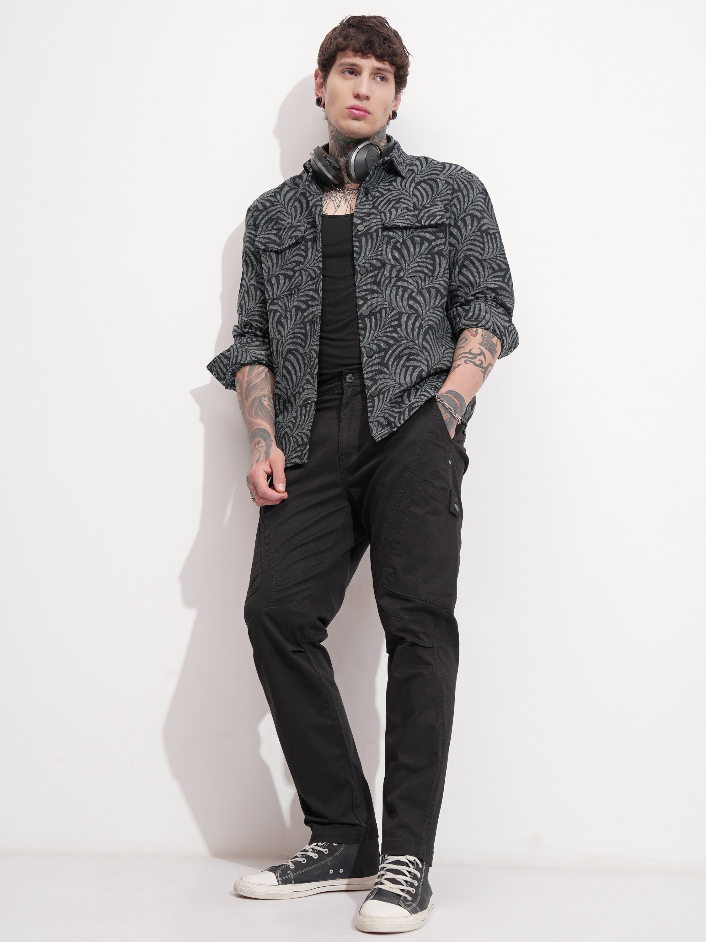 Highlander Men Grey Printed Relaxed Fit Casual Shirt - Grey - Image 2