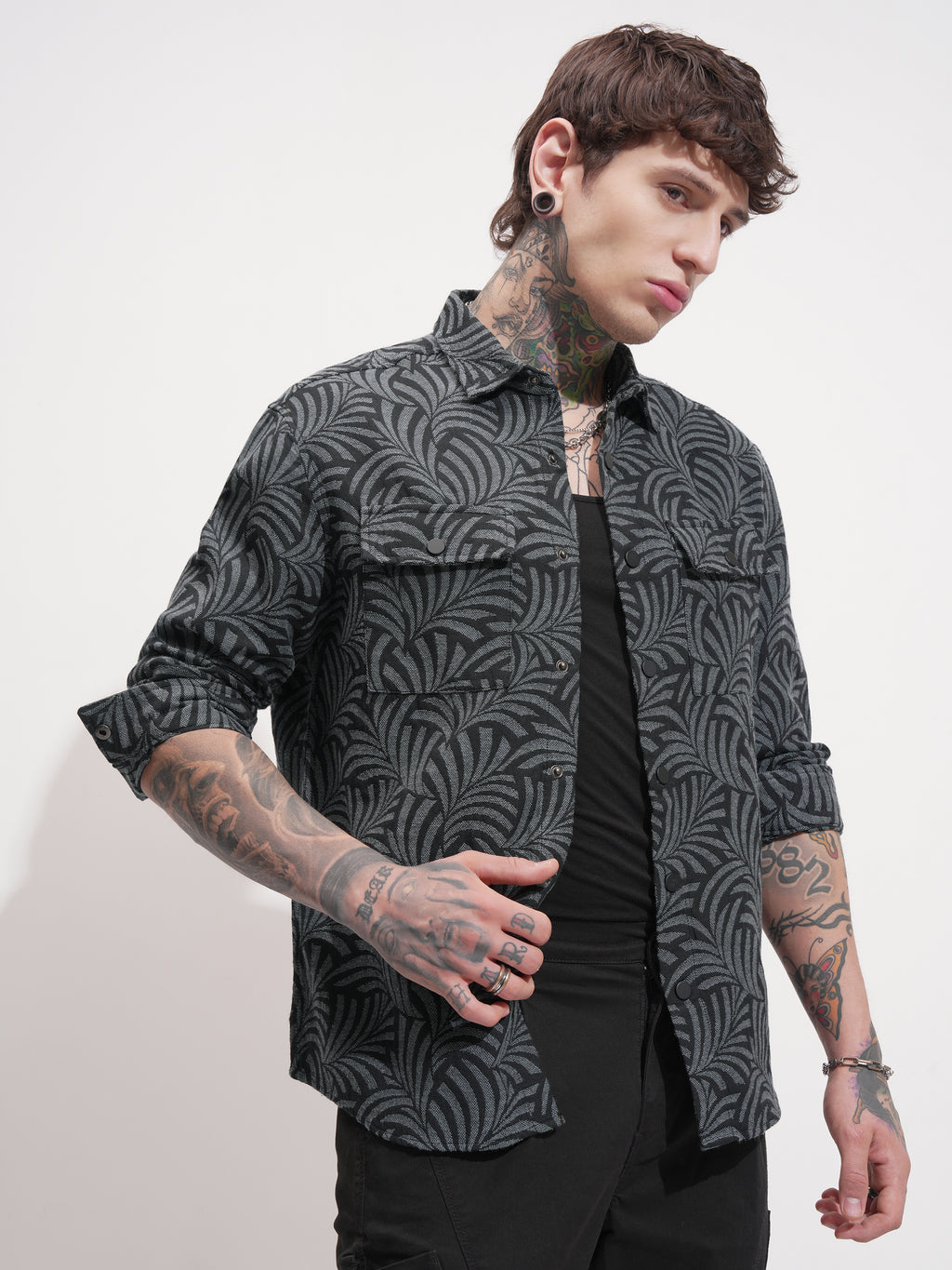Highlander Men Grey Printed Relaxed Fit Casual Shirt - Grey - Image 6