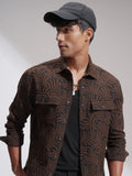 Highlander Men Brown Self Design Relaxed Fit Casual Shirt - Brown - Image 1