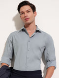 Highlander Men Grey Self Design Slim Fit Casual Shirt - Grey - Image 1