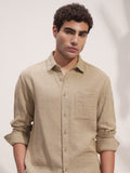 Highlander Men Beige Solid Relaxed Fit Casual Shirt - Beige - Image 1