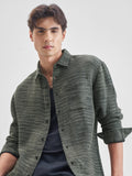 Highlander Men Black Self Design Relaxed Fit Casual Shirt - Black - Image 1