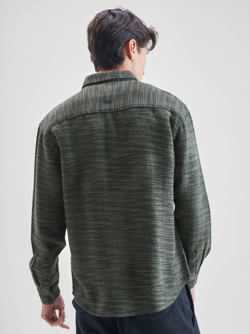 Highlander Men Black Self Design Relaxed Fit Casual Shirt - Black - Image 3