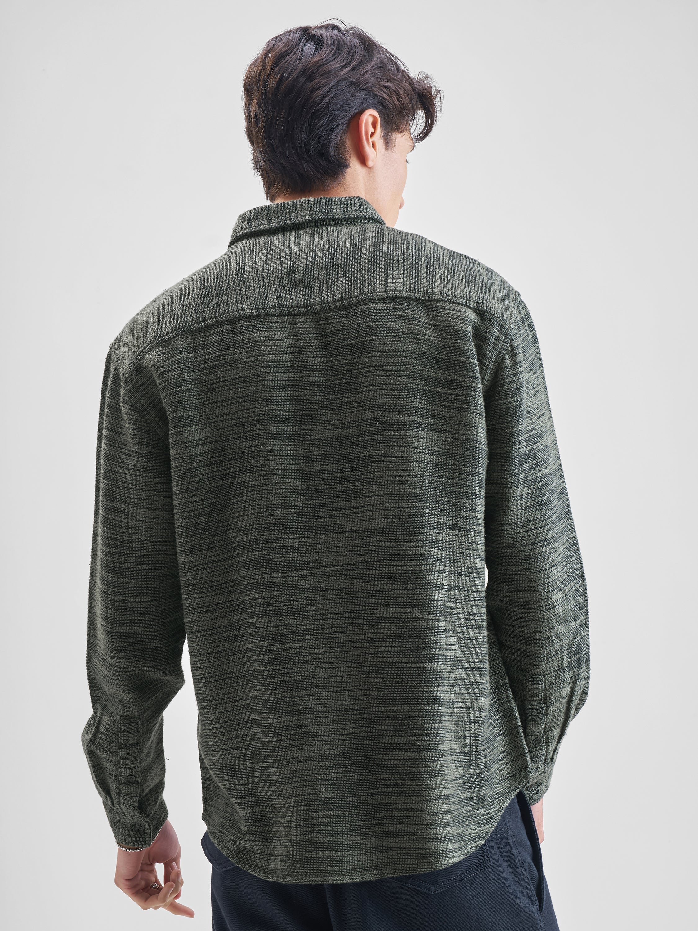 Highlander Men Black Self Design Relaxed Fit Casual Shirt - Black - Image 3