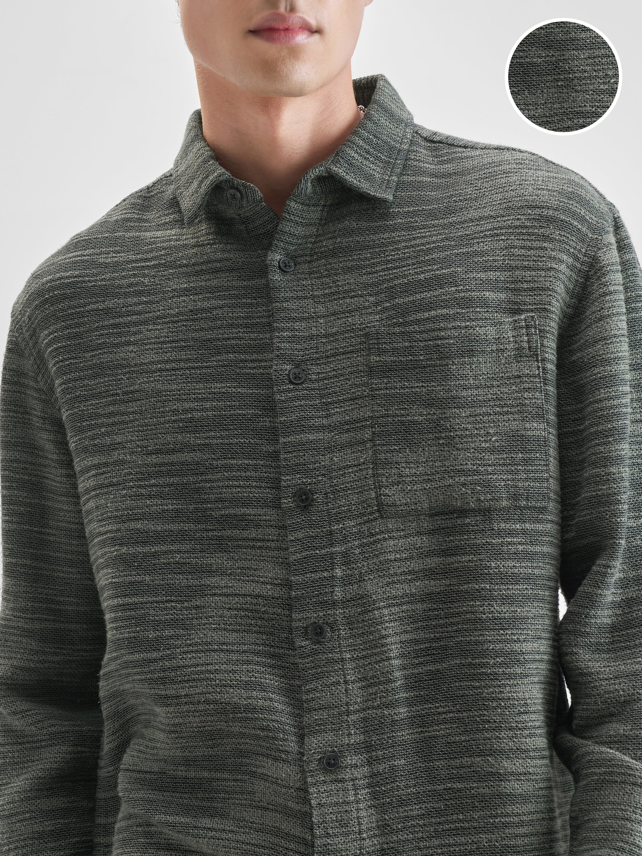 Highlander Men Black Self Design Relaxed Fit Casual Shirt - Black - Image 5