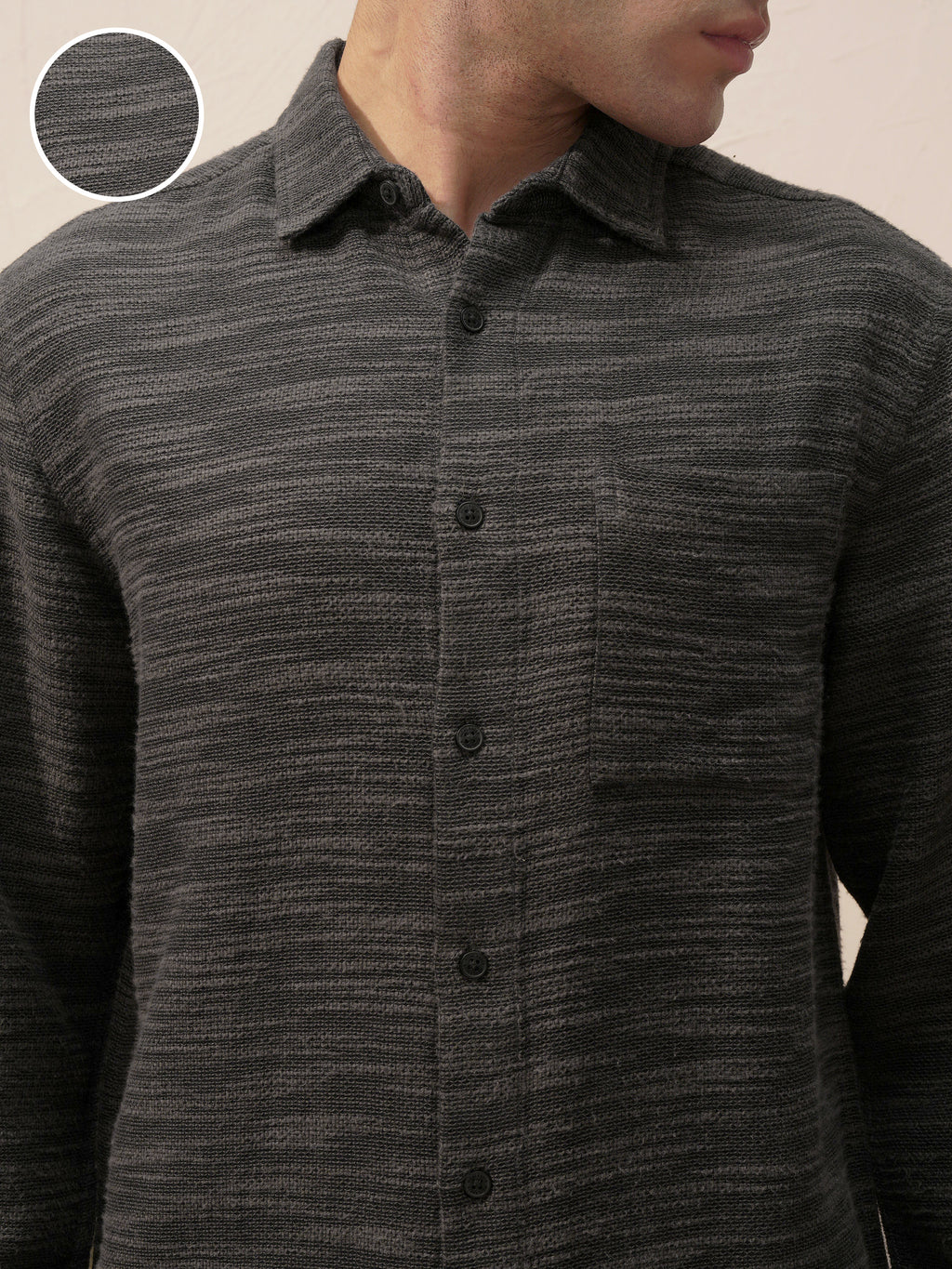 Highlander Men Black Self Design Relaxed Fit Casual Shirt - Black - Image 5