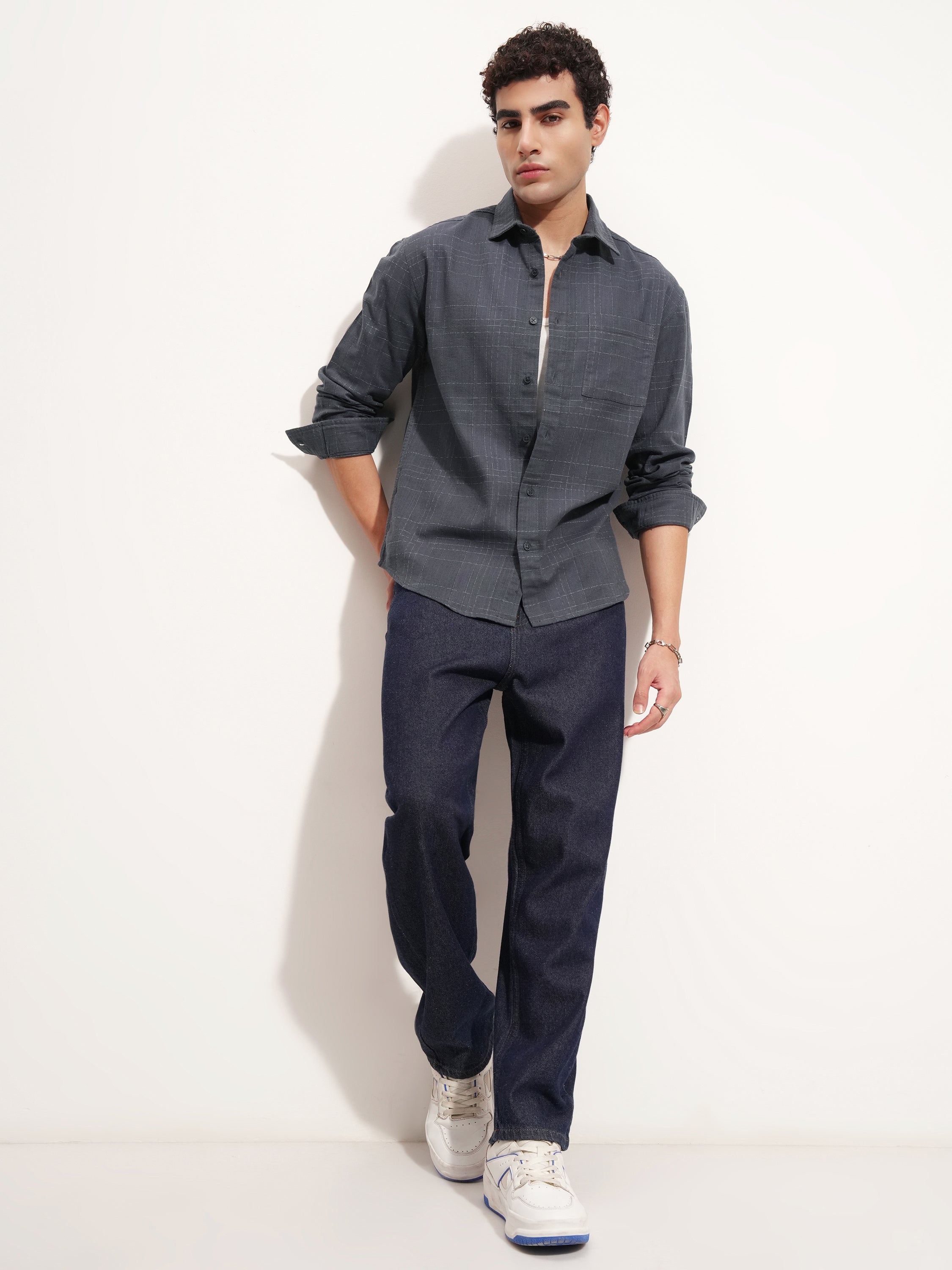 Highlander Men Blue Checked Relaxed Fit Casual Shirt - Blue - Image 2