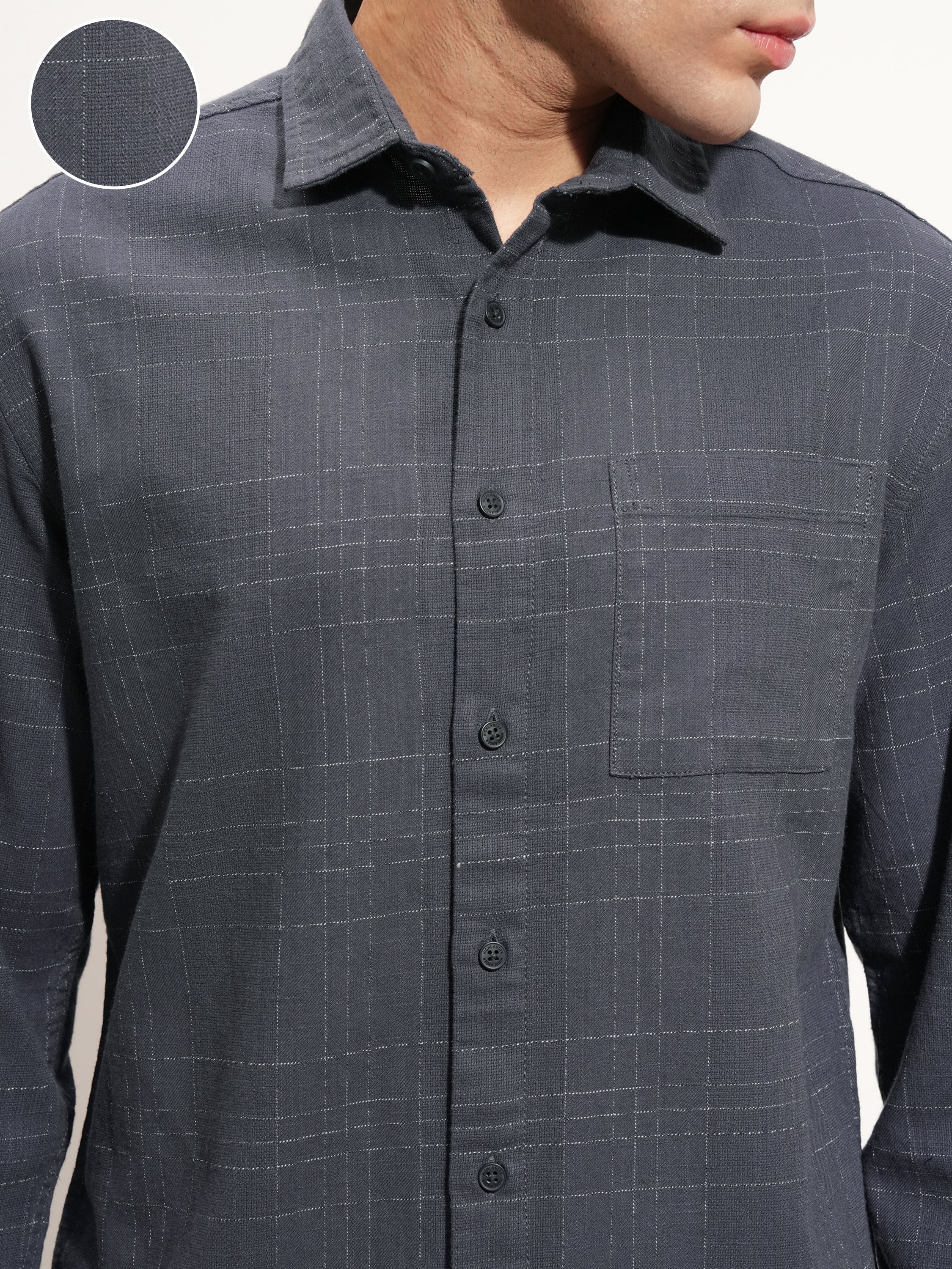 Highlander Men Blue Checked Relaxed Fit Casual Shirt - Blue - Image 5