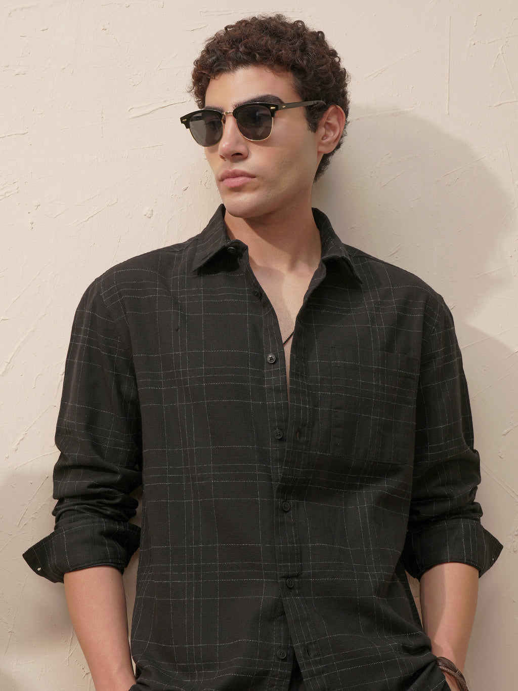 Highlander Men Black Checked Relaxed Fit Casual Shirt - Black - Image 1