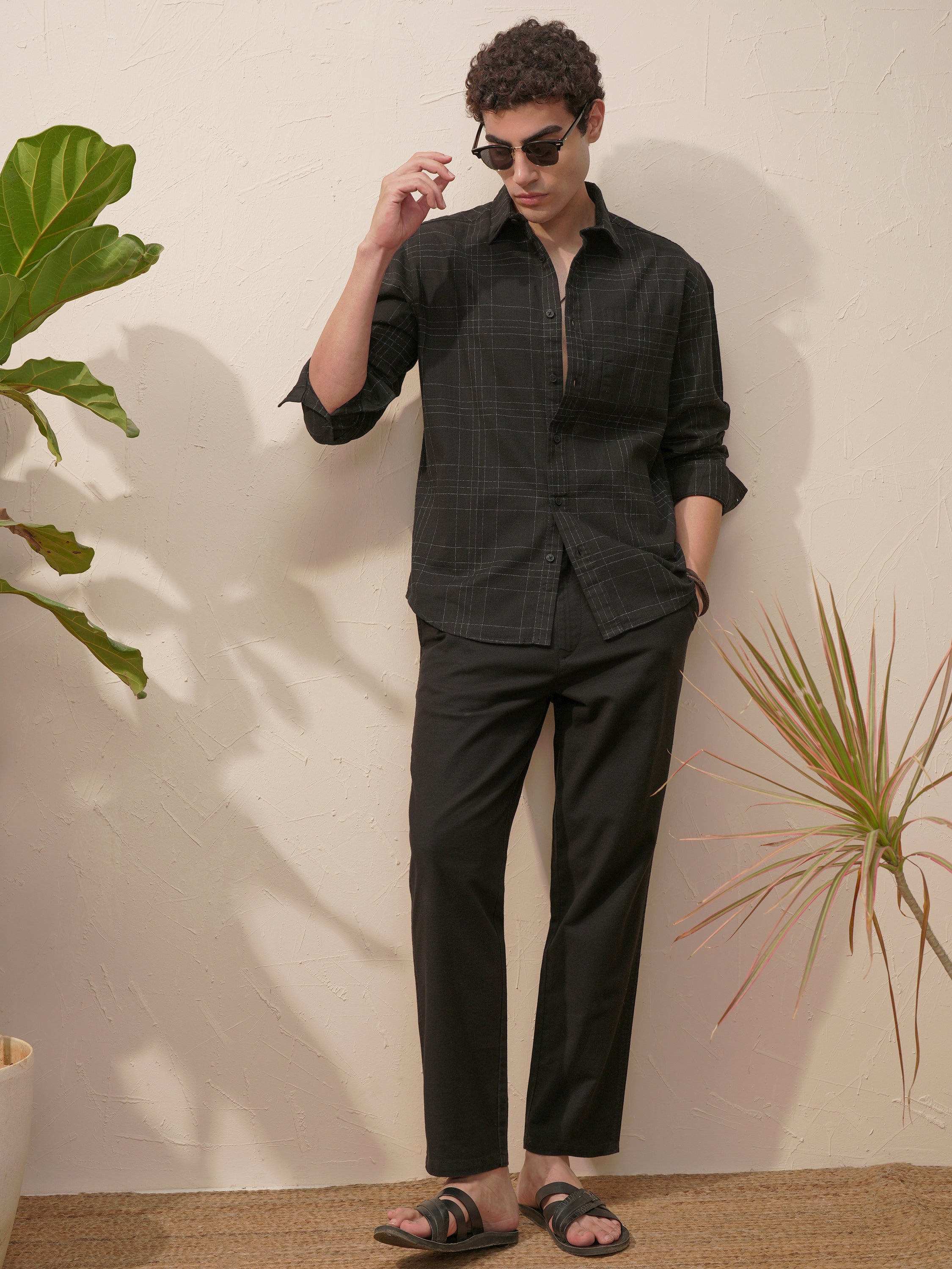 Highlander Men Black Checked Relaxed Fit Casual Shirt - Black - Image 2