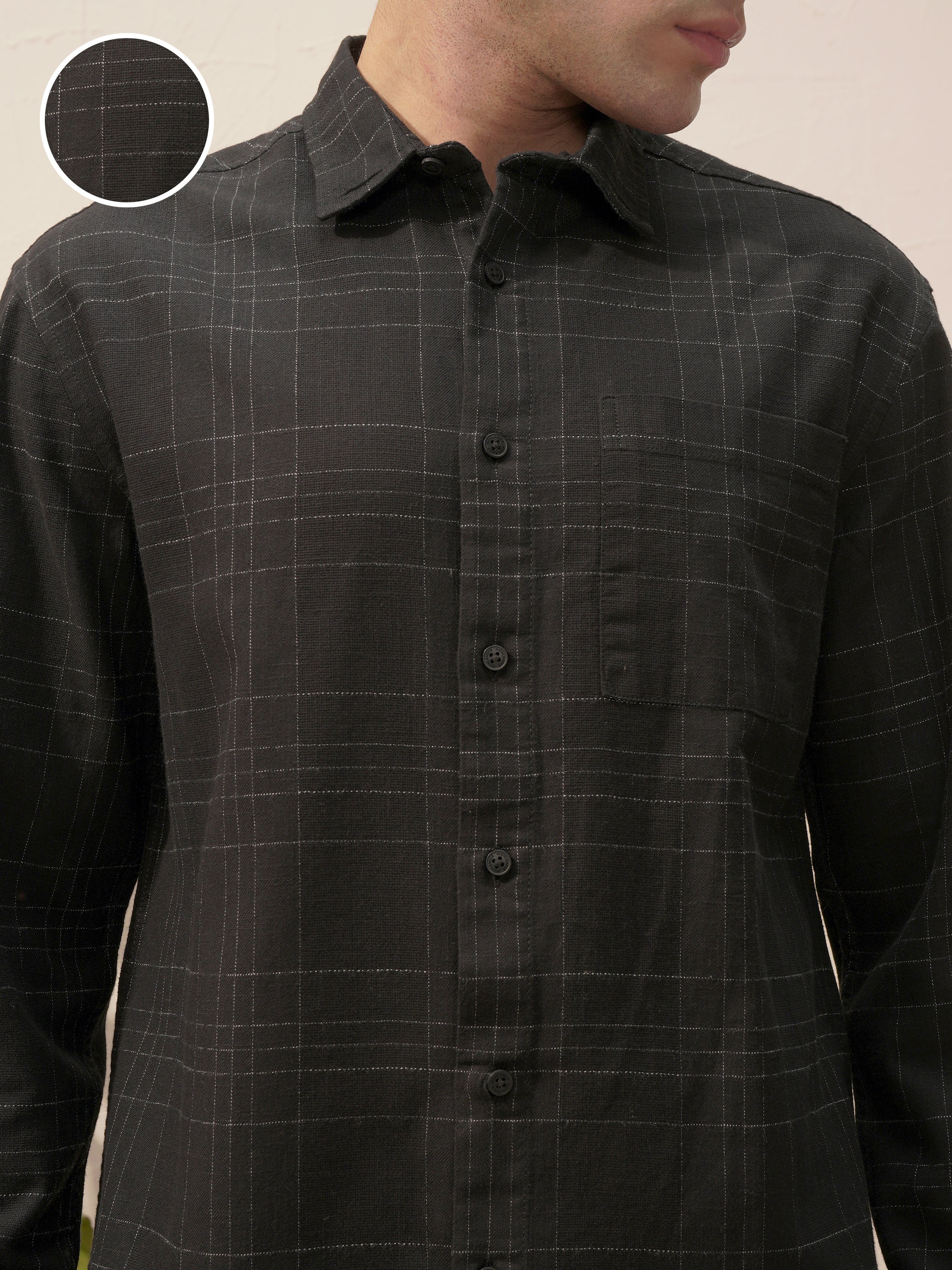 Highlander Men Black Checked Relaxed Fit Casual Shirt - Black - Image 5