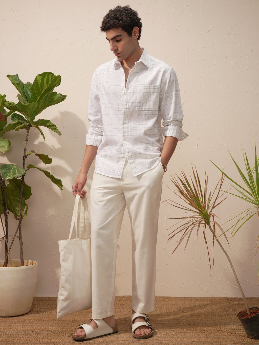 Highlander Men White Checked Relaxed Fit Casual Shirt - White - Image 2