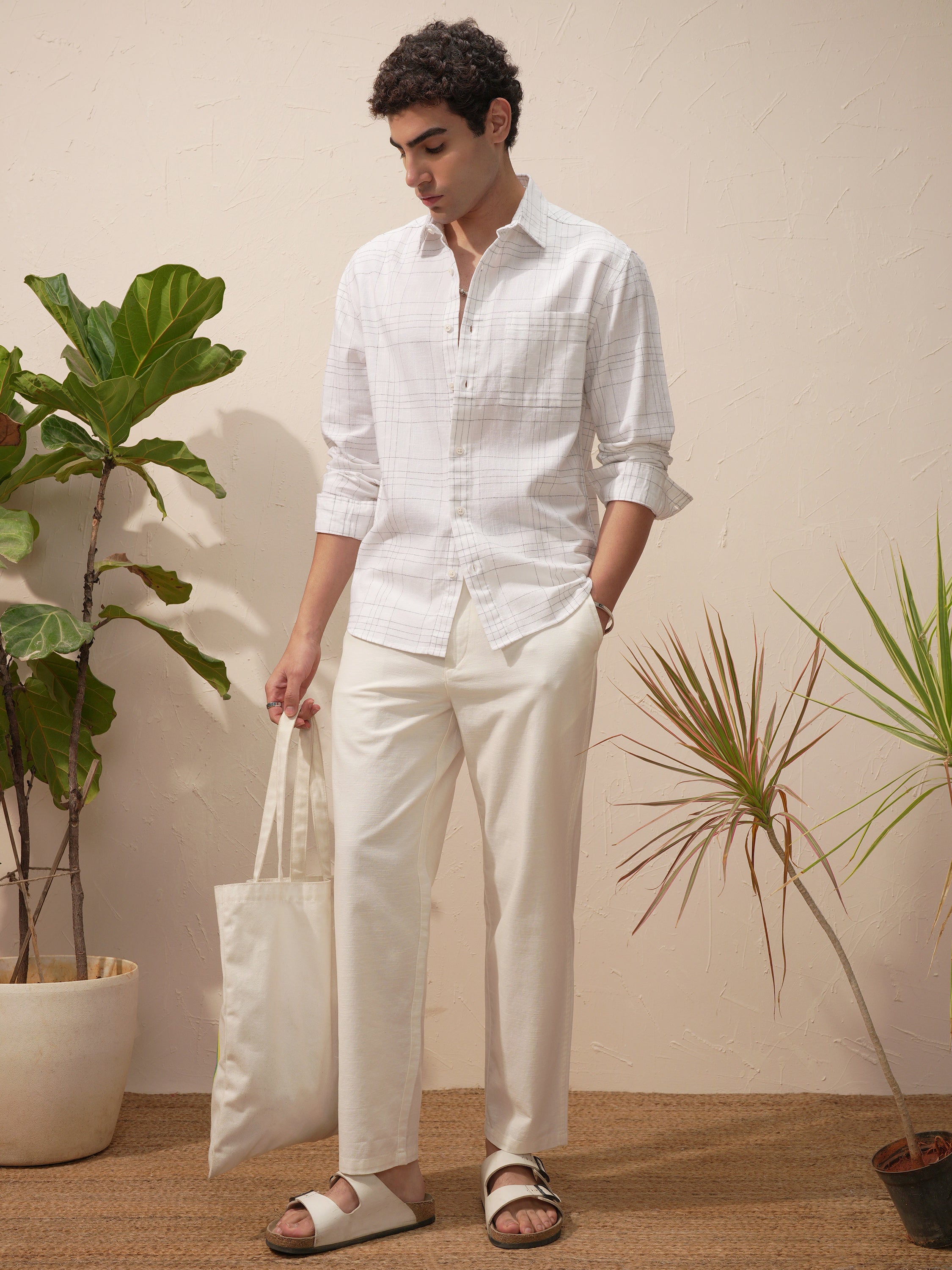 Highlander Men White Checked Relaxed Fit Casual Shirt - White - Image 2