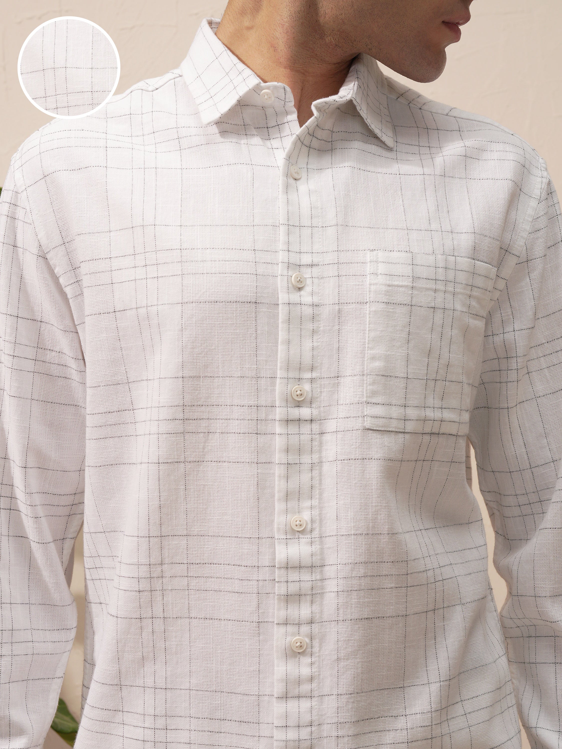 Highlander Men White Checked Relaxed Fit Casual Shirt - White - Image 5