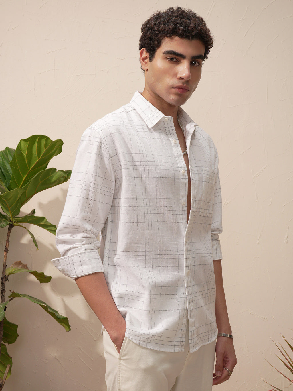 Highlander Men White Checked Relaxed Fit Casual Shirt - White - Image 6