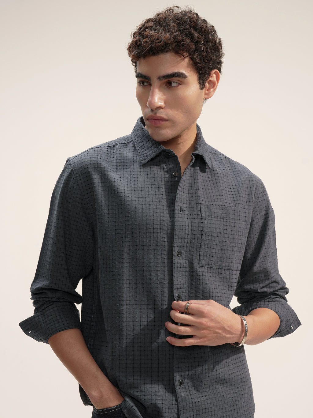 Highlander Men Blue Checked Relaxed Fit Casual Shirt - Blue - Image 1