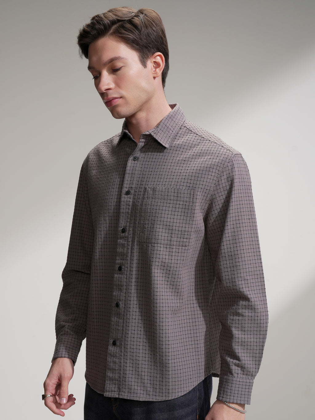 Highlander Men Tan Checked Relaxed Fit Casual Shirt - Tan - Image 4